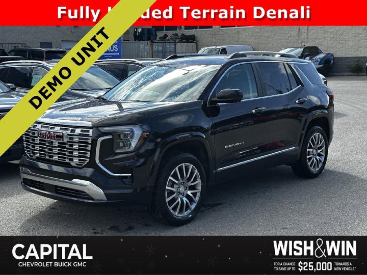 This GMC Terrain boasts a Turbocharged Gas I4 1.5L/-TBD- engine powering this Automatic transmission. ENGINE, 1.5L TURBO DOHC 4-CYLINDER, SIDI, VVT (175 hp [131.3 kW] @ 5800 rpm, 203 lb-ft of torque [275.0 Nm] @ 2000 - 4000 rpm). (STD), Wireless Phone Charging for portable devices (Included with (ZQ3) Convenience Package II.), Wireless Apple CarPlay/Wireless Android Auto.* This GMC Terrain Features the Following Options *Windows, express up/down driver and express down all passengers, Window, rear side, solar absorbing, privacy tinting, Wi-Fi Hotspot capable (Terms and limitations apply. See onstar.ca or dealer for details.), Wheels, 19 x 7.5 (48.3 cm x 19.1 cm) Midnight Silver, machined-face aluminum, Wheel, spare, 17 (43.2 cm) steel, Visors, driver and front passenger illuminated vanity mirrors covered, Vehicle health management provides advanced warning of vehicle issues, USB ports, 2, one type A and one type-C, data/charge, located in the front area of the centre console, USB ports, 2 type-C, located on back of centre console, charge-only, Universal Home Remote includes garage door opener, 3-channel programmable.* Visit Us Today *Stop by Capital Chevrolet Buick GMC Inc. located at 13103 Lake Fraser Drive SE, Calgary, AB T2J 3H5 for a quick visit and a great vehicle!