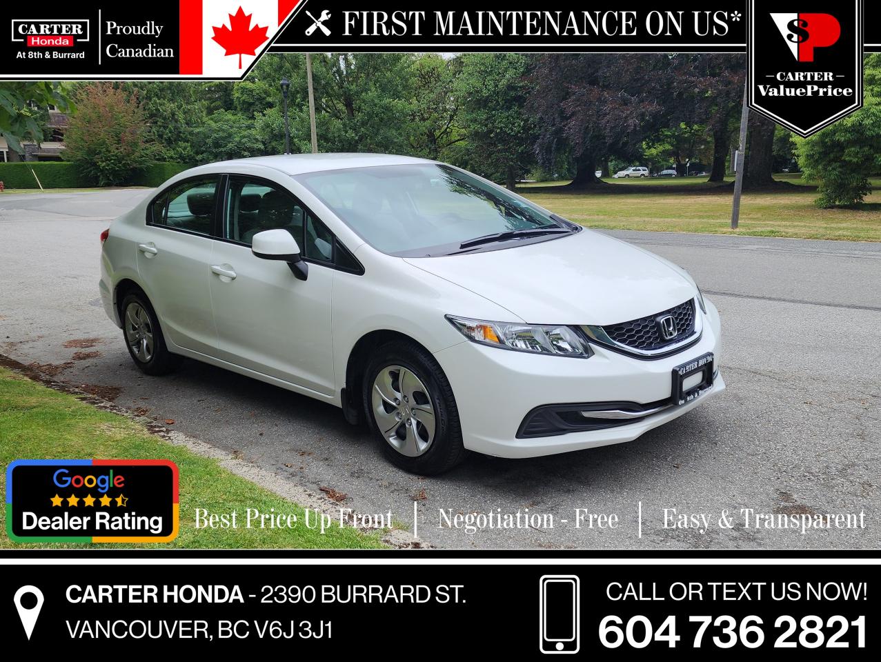 Used 2013 Honda Civic LX AUTO, ABS BRAKES, BLUETOOTH, AUTO, A/C for sale in Vancouver, BC