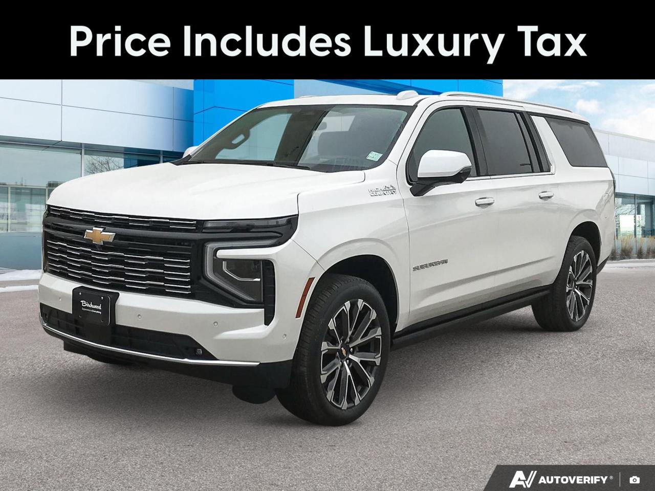 Price includes Added Accessories Plus Engine Block Heater | 	Technology and Entertainment Package | High Country Deluxe package | 3 Years Sirius XM | 	Super Cruise with Lane Keep Assist
Experience the future of SUVs with the 2025 Chevrolet Suburban High Country. This cutting-edge vehicle combines luxury, technology, and power to deliver an unparalleled driving experience.

Key Features:
- 15 diagonal multi-color Head-Up Display
- Enhanced Automatic Parking Assist
- 6.2L 8-cylinder engine with 4WD capability
- Bose 10-speaker Surround Sound System
- LED headlamps with animated lighting
- Heated steering wheel and second-row seats
- Power-folding third-row seats

Dont miss your chance to own this exceptional SUV. Reserve yours today, start the purchase process online, or contact us for any questions. Book a test drive to experience the 2025 Suburban High Country firsthand and discover why its the perfect choice for your familys adventures.
See three brands under one roof at Birchwood Chevrolet Buick GMC  the only place in Winnipeg where you can compare GMC, Chevrolet, and Buick all in one visit. Save yourself some time, see a great selection, and learn everything you need to know. 

Your Experience is Everything at Birchwood Chevrolet Buick GMC. 

Click, call (204) 837-5811, or visit Birchwood Chevrolet Buick GMC at the Birchwood Auto Park, 3965 Portage Avenue West at the Perimeter.

Dealer Permit #4240.
Dealer permit #4240