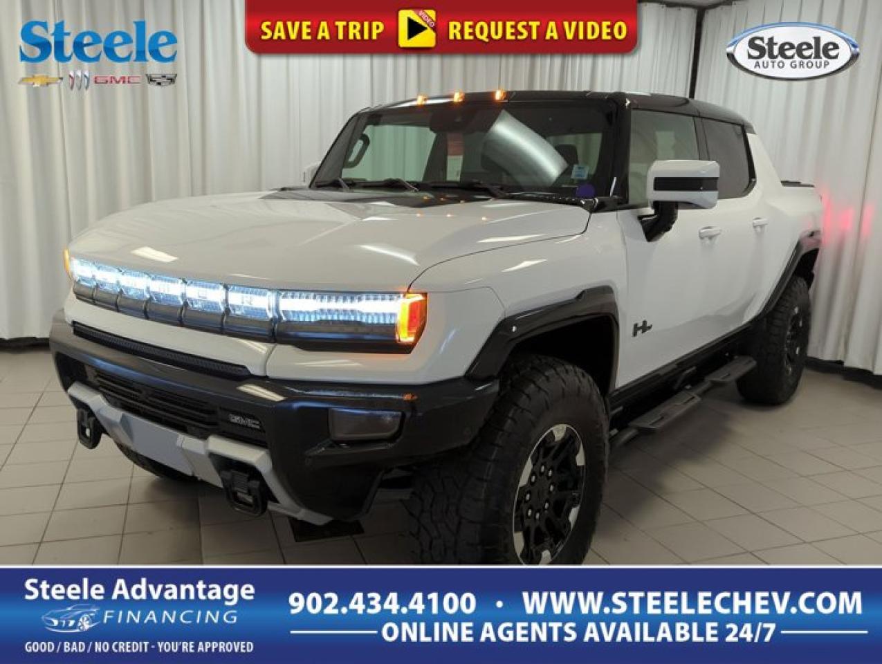 Value Market Pricing, Adaptive suspension, Bose Centrepoint Premium 14-Speaker Surround Sound, Infinity Roof.2023 GMC Hummer EV Pickup Full Ceramic Coated Upgraded Tires GM Certified 4.99% Financing OAC 4D Crew Cab Interstellar White 4WD Electric Motor 1-Speed AutomaticGM Certified Details:* 4.99% Financing for 24 Months On Eligible Certified Pre-Owned Models 24 Months - 4.99% 36 Months - 4.99% 48 Months - 4.99% 60 Months - 4.99% 72 Months - 5.49% 84 Months - 5.49%* Current students, recent graduates and full/part-time students eligible for $500 student bonus offer on the purchase of an eligible certified pre-owned vehicle. Offer valid from January 4, 2023 - January 2, 2024. Certified PRE-OWNED OFFERS FOR CANADIAN NEWCOMERS. To make Canada feel more like home, were offering $500 off any eligible Certified Pre-Owned Chevrolet, Buick or GMC vehicle as a welcoming gift. Free 3-month SiriusXM Trial. 1-month OnStar Trial. GM Owner Centre and Mobile App* Exchange policy is 30 days or 2,500 kilometres, whichever comes first* 150+ Point Inspection* 24/7 roadside assistance for 3 months or 5,000 km (whichever comes first)* 3 months or 5,000 kilometres (whichever comes first) which can be extended or upgraded to an even more comprehensive Certified Pre-Owned Vehicle Protection PlanWelcome to Steele Chevrolet Buick GMC, the number one volume dealership for new and pre-owned vehicles in Atlantic Canada. Located in Dartmouth, we are also one of the largest dealerships in Canada. No wonder we welcome clients from all over the Maritimes including Halifax, Sackville, and Bedford. Our dealership has grown significantly in the last few years, first in 2003 and then in 2011. In 2022, Steele Chevrolet Buick GMC broke ground on a major upgrade to its installations in order to prepare for new electric vehicles and making sure we can serve the needs of EV buyers and owners for years to come. We are the flagship dealership of the Steele Automotive Group and we believe in a simple approach to running our operation: Focus on the client Customize the purchasing and after-sales experience Transparency and honesty in all of our transactions with full disclosure pricing videos on all service estimates Provide the best value to every client Offer the vehicles our customers want Ensure we know our products and can help our clients Provide the best financing deals in the Maritimes We are your number-one destination for all of your service needs and your one-stop shop for everything related to General Motors trucks, cars, SUVs, and electric vehicles. We also offer a comfortable waiting lounge as your vehicle receives the best service. For a truly unique dealership experience, Steele Chevrolet Buick GMC in Dartmouth is the place to go!OUR VALUES - Our Core Values are aligned with how we conduct business and how we cultivate success. Our People: We provide a healthy, safe environment, that celebrates equity, diversity and inclusion. Our people come first. We support the ongoing development and growth of our employees to build lasting relationships. Integrity: We believe in doing the right thing, with integrity and transparency. We are committed to excellence and delivering the best experience for customers and employees. Innovation: Our continuous innovation will deliver the ultimate personal customer buying experience. We are committed to being industry leaders as a dynamic organization working to bring new, innovative solutions to serve the evolving needs of our customers. Community: Our passion for our business extends into the communities where we live and work. We believe in supporting sustainability and investing in community-focused organizations with a focus on family. Our three pillars of community sponsorship focus are mental health, sick kids, and families in crisis.