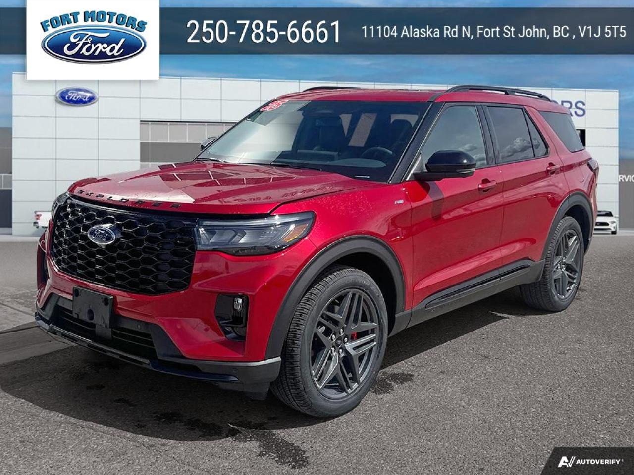<p>Looking for a stylish and capable SUV that turns heads? Feast your eyes on this brand-new 2025 Ford Explorer ST-Line, now available at Fort Motors! This head-turning SUV is ready to elevate your driving experience with its bold Rapid Red Tinted Clearcoat exterior and sleek Onyx interior. The Explorer ST-Line is designed to impress, offering a perfect blend of performance, comfort, and cutting-edge technology. Get ready to experience the road like never before.</p>
<p>This Explorer ST-Line is packed with features designed to enhance every journey. Enjoy the convenience of all-wheel drive, ensuring confident handling in any weather condition. The powerful 2.3L EcoBoost I-4 engine delivers a thrilling driving experience, while the 10-speed automatic transmission provides smooth and responsive shifts. With its spacious interior and premium features, this SUV is perfect for both daily commutes and weekend adventures.</p>
<p>Here are five features that make this 2025 Ford Explorer ST-Line stand out:</p>
<ul>
<li><strong>Panoramic Vista Roof:</strong> Open up the cabin and enjoy breathtaking views of the sky.</li>
<li><strong>Performance Brakes:</strong> Experience enhanced stopping power and control.</li>
<li><strong>21" Aluminum Wheels:</strong> Make a statement with these stylish and eye-catching wheels.</li>
<li><strong>ST-Line Street Pack:</strong> Adds a sporty and aggressive look to the vehicle.</li>
<li><strong>BlueCruise Equipped:</strong> Enjoy a 90-day trial of hands-free driving on prequalified sections of highway.</li>
</ul>
<p><strong><em>Powered by AutoIntelligence™</em></strong>
Vehicle information has been generated using artificial intelligence and is provided for informational purposes only. While efforts are made to ensure accuracy, please confirm all details directly with the dealer.</p>

