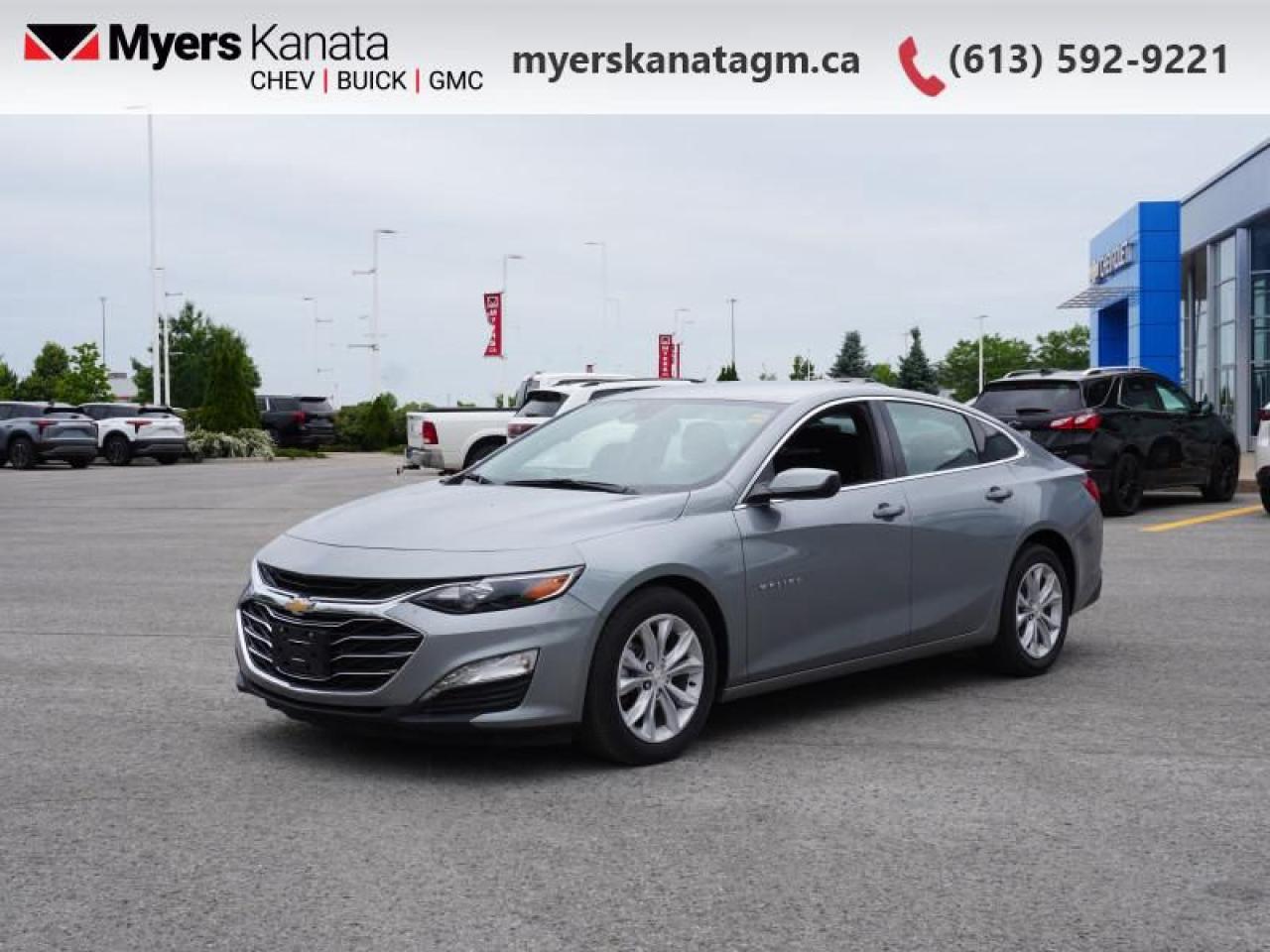 <b>Aluminum Wheels,  Android Auto,  Apple CarPlay,  Lane Keep Assist,  Lane Departure Warning!</b><br> <br>     This  2024 Chevrolet Malibu is fresh on our lot in Kanata. <br> <br>This 2024 Chevy Malibu is a great example of successful marriage of form and function. With outstanding fuel efficiency, a spacious and comfortable cabin, this Malibu features a robust body structure that contributes to its nimble handling and excellent ride. An efficient powertrain and a quiet ride make this spacious, well-appointed Chevy Malibu a strong choice in the competitive midsize segment.This  sedan has 37,129 kms. Its  grey in colour  . It has an automatic transmission and is powered by a  smooth engine. <br> <br> Our Malibus trim level is 1LT. This Malibu RS adds black grille inserts, a rear spoiler and black Chevy bowties, exclusive larger aluminum wheels, a leather wrapped steering wheel and a power driver seat. It also includes all the essential modern technology like an 8-inch touchscreen with wireless Android Auto and wireless Apple CarPlay, Teen Driver technology, Chevrolet Connected Access and 4G WiFi capability. You will also get remote keyless entry with push button start, steering wheel mounted audio and cruise controls, a rear-view camera, 6-speaker system audio system and stylish aluminum wheels. This vehicle has been upgraded with the following features: Aluminum Wheels,  Android Auto,  Apple Carplay,  Lane Keep Assist,  Lane Departure Warning,  Front Pedestrian Braking,  High Beam Assist. <br> <br>To apply right now for financing use this link : <a href=https://www.myerskanatagm.ca/finance/ target=_blank>https://www.myerskanatagm.ca/finance/</a><br><br> <br/><br>Price is plus HST and licence only.<br> Book a test drive today at myerskanatagm.ca<br>*LIFETIME ENGINE TRANSMISSION WARRANTY NOT AVAILABLE ON VEHICLES WITH KMS EXCEEDING 140,000KM, VEHICLES 8 YEARS & OLDER, OR HIGHLINE BRAND VEHICLE(eg. BMW, INFINITI. CADILLAC, LEXUS...)<br> Come by and check out our fleet of 40+ used cars and trucks and 170+ new cars and trucks for sale in Kanata.  o~o