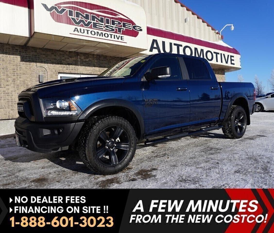 *** Dealer arranged financing on site! Quick, Simple,  no calls or waiting on bank appointments required!! Drive away today ***   NO ADMINISTRATION FEES!!

STUNNING AND LOADED 2022 RAM 1500 CREW CAB WARLOCK EDITION , HUGE VALUE - YOU SAVE OVER $2O,000 FROM NEW MRSP & THIS TRUCK SHOWS LIKE NEW IN ALL RESPECTS WITH LOW WELL CARED FOR KMS. VERY WELL EQUIPPED 2022 RAM 1500 CLASSIC CREW CAB WARLOCK NIGHT EDITION 4X4, GREAT LOOKS, LOADED WITH OPTIONS, EXRTA CLEAN AND WELL LOOKED AFTER! 

- 3.6L Pentastar VVT V6 engine (producing 305 hp)
- 8 Speed automatic 
- Auto 4X4 with 2 stage transfer case 
- Antispin differential rear axle WITH 3.55 rear axle ratio
- Rear heavyduty shock absorbers
- Transfer case skid plate
- Front suspension skid plate
- Hard to find WARLOCK Night Edition Equipment Group 
- 5 Passenger power Bucket seating with Full large center console
- Heated seats and steering wheel
- 8.4" touchscreen multi-media system
- Premium Audio with Satellite input
- Media hub with multi-USB and AUX input 
- Google Android Auto and Apple Cap Play
- Back up Camera
- Dual zone auto climate control
- 115volt auxiliary power outlet
- Power lumbar adjust
- Security alarm
- Leather wrapped steering wheel with mounted audio controls
- Remote start system
- 7inch color incluster display
- Technology Package with Pushbutton start and Remote proximity keyless entry
- Factory Tow package with Class IV hitch receiver and Trailer Brake Control 
- WARLOCK Edition
- Sport Color matched bumpers
- Black exterior badging
- Black painted honeycomb Sport grille
- Black R_A_M tailgate badge
- Black 4x4 badge 
- Mopar Sport performance hood
- HD Black side steps
- New optional Box liner available at additional cost (as shown pre-installed)
- Night Edition High Gloss Black Sport Wheels with strong Firestone Destination X/T tires
- Read Below for More info... 

GREAT LOOKING 2022 RAM 1500  FULL CREW CAB WARLOCK NIGHT EDITION 4X4, STILL AS NEW IN ALL RESPECTS. EXCEPTIONALLY CLEAN AND IN PREMIUM CONDITION INSIDE AND OUT! THIS IS NOT A RENTAL SPEC UNIT, BUT A WELL EQUIPPED, ONE OWNER BEAUTY - LOADED WITH OPTIONS NO FUSS WORK OR PLAY TRUCK! 2022 RAM 1500 CLASSIC WARLOCK EDITION 4X4! Equipped with the proven 3.6L Pentastar VVT V6 engine (producing 305 hp) and is matched to an 8-speed automatic and auto 4X4 with 2 stage transfer case.  You get all the standard options like air, cruise, tilt, PW, PL,  power 5 passenger seating with center console, heated seats, heated steering wheel with audio controls, leather wrapped steering wheel, New Generation 8.4" touchscreen infotainment system with media hub, AUX, USB, satellite input, Apple Car Play and Android Auto for mobile devices, back up camera,  remote start, remote entry,  Warlock Edition with Sport Color matched bumpers, Black exterior badging,  Black painted honeycomb Sport grille, HD Black side steps, Night Edition High Gloss Black Sport Wheels with Firestone Destination tires, and so much more!!  Gorgeous truck in all respects and everything you need for work or pleasure. 

Comes with a Manitoba Safety Certification, and we have many Extended Powertrain warranties available on your vehicle purchase up to 10-year coverage (on eligible vehicles see dealer for details). Financing on site with Zero down financing OAC. Trades accepted. View at Winnipeg West Automotive Group, 5195 Portage Ave. (only a couple of minutes past the new Costco) Dealer permit # 6007, Call now 1(888) 601-3023. This Car is located in Winnipeg Manitoba,  however we can have it shipped anywhere in North America relatively inexpensively.