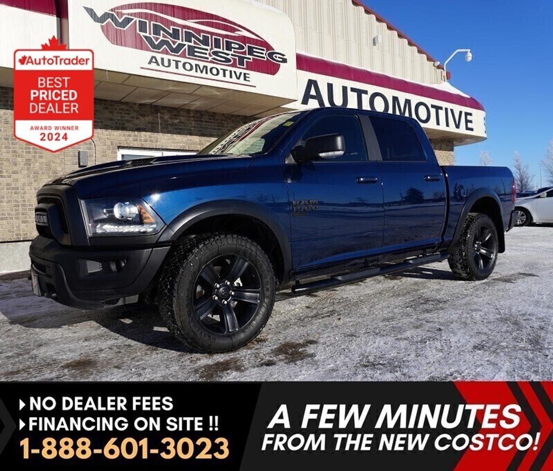 *** Dealer arranged financing on site! Quick, Simple,  no calls or waiting on bank appointments required!! Drive away today ***   NO ADMINISTRATION FEES!!

STUNNING AND LOADED  2022 RAM 1500 CREW CAB WARLOCK EDITION , HUGE VALUE - YOU SAVE OVER $2O,000 FROM NEW MRSP & THIS TRUCK SHOWS LIKE NEW IN ALL RESPECTS WITH LOW WELL CARED FOR KMS. VERY WELL EQUIPPED 2022 RAM 1500 CLASSIC CREW CAB WARLOCK NIGHT EDITION 4X4, GREAT LOOKS, LOADED WITH OPTIONS, EXRTA CLEAN AND WELL LOOKED AFTER! 

- 3.6L Pentastar VVT V6 engine (producing 305 hp)
- 8 Speed automatic 
- Auto 4X4 with 2 stage transfer case 
- Antispin differential rear axle WITH 3.55 rear axle ratio
- Rear heavyduty shock absorbers
- Transfer case skid plate
- Front suspension skid plate
- Hard to find WARLOCK Night Edition Equipment Group 
- 5 Passenger power Bucket seating with Full large center console
- Heated seats and steering wheel
- 8.4" touchscreen multi-media system
- Premium Audio with Satellite input
- Media hub with multi-USB and AUX input 
- Google Android Auto and Apple Cap Play
- Back up Camera
- Dual zone auto climate control
- 115volt auxiliary power outlet
- Power lumbar adjust
- Security alarm
- Leather wrapped steering wheel with mounted audio controls
- Remote start system
- 7inch color incluster display
- Technology Package with Pushbutton start and Remote proximity keyless entry
- Factory Tow package with Class IV hitch receiver and Trailer Brake Control 
- WARLOCK Edition
- Sport Color matched bumpers
- Black exterior badging
- Black painted honeycomb Sport grille
- Black R_A_M tailgate badge
- Black 4x4 badge 
- Mopar Sport performance hood
- HD Black side steps
- New optional Box liner available at additional cost (as shown pre-installed)
- Night Edition High Gloss Black Sport Wheels with strong Firestone Destination X/T tires
- Read Below for More info... 

GREAT LOOKING 2022 RAM 1500  FULL CREW CAB WARLOCK NIGHT EDITION 4X4, STILL AS NEW IN ALL RESPECTS. EXCEPTIONALLY CLEAN AND IN PREMIUM CONDITION INSIDE AND OUT! THIS IS NOT A RENTAL SPEC UNIT, BUT A WELL EQUIPPED, ONE OWNER BEAUTY - LOADED WITH OPTIONS NO FUSS WORK OR PLAY TRUCK! 2022 RAM 1500 CLASSIC WARLOCK EDITION 4X4! Equipped with the proven 3.6L Pentastar VVT V6 engine (producing 305 hp) and is matched to an 8-speed automatic and auto 4X4 with 2 stage transfer case.  You get all the standard options like air, cruise, tilt, PW, PL,  power 5 passenger seating with center console, heated seats, heated steering wheel with audio controls, leather wrapped steering wheel, New Generation 8.4" touchscreen infotainment system with media hub, AUX, USB, satellite input, Apple Car Play and Android Auto for mobile devices, back up camera,  remote start, remote entry,  Warlock Edition with Sport Color matched bumpers, Black exterior badging,  Black painted honeycomb Sport grille, HD Black side steps, Night Edition High Gloss Black Sport Wheels with Firestone Destination tires, and so much more!!  Gorgeous truck in all respects and everything you need for work or pleasure. 

Comes with a Manitoba Safety Certification, and we have many Extended Powertrain warranties available on your vehicle purchase up to 10-year coverage (on eligible vehicles see dealer for details). Financing on site with Zero down financing OAC. Trades accepted. View at Winnipeg West Automotive Group, 5195 Portage Ave. (only a couple of minutes past the new Costco) Dealer permit # 6007, Call now 1(888) 601-3023. This Car is located in Winnipeg Manitoba,  however we can have it shipped anywhere in North America relatively inexpensively.