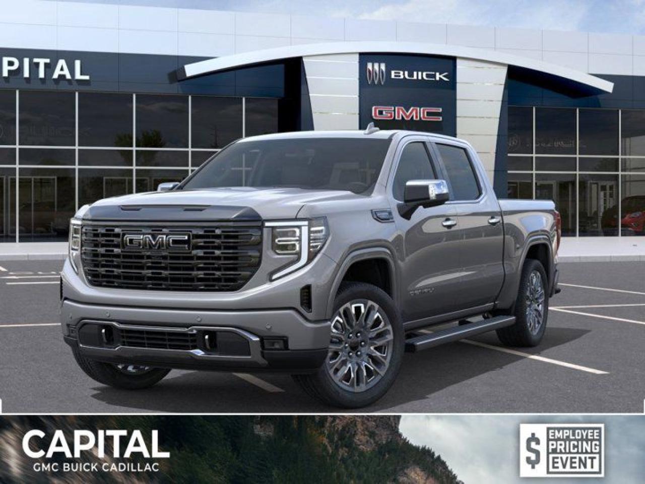 This 2025 GMC Sierra 1500 in Sterling Metallic is equipped with 4WD and Turbocharged Diesel I6 3.0L/183 engine.The Next Generation Sierra redefines what it means to drive a pickup. The redesigned for 2019 Sierra 1500 boasts all-new proportions with a larger cargo box and cabin. It also shaves weight over the 2018 model through the use of a lighter boxed steel frame and extensive use of aluminum in the hood, tailgate, and doors.To help improve the hitching and towing experience, the available ProGrade Trailering System combines intelligent technologies to offer an in-vehicle Trailering App, a companion to trailering features in the myGMC app and multiple high-definition camera views.GMC has altered the pickup landscape with groundbreaking innovation that includes features such as available Rear Camera Mirror and available Multicolour Heads-Up Display that puts key vehicle information low on the windshield. Innovative safety features such as HD Surround Vision and Lane Change Alert with Side Blind Zone alert will also help you feel confident and in control in the Next Generation Seirra.Key features of the Sierra Denali include: Taller stance and more dominant presence, GMC MultiPro Tailgate, Adaptive Rice Control, Authentic perforated Forge leather-appointed seating and open-pore ash wood trim, Available Head-Up Display and HD Rear Camera Mirror, and Available 420 hp 6.2L V8 with 10-speed automatic transmission.Check out this vehicles pictures, features, options and specs, and let us know if you have any questions. Helping find the perfect vehicle FOR YOU is our only priority.P.S...Sometimes texting is easier. Text (or call) 306-801-9090 for fast answers at your fingertips!Dealer License #914248Disclaimer: All prices are plus taxes & include all cash credits & loyalties. See dealer for Details.