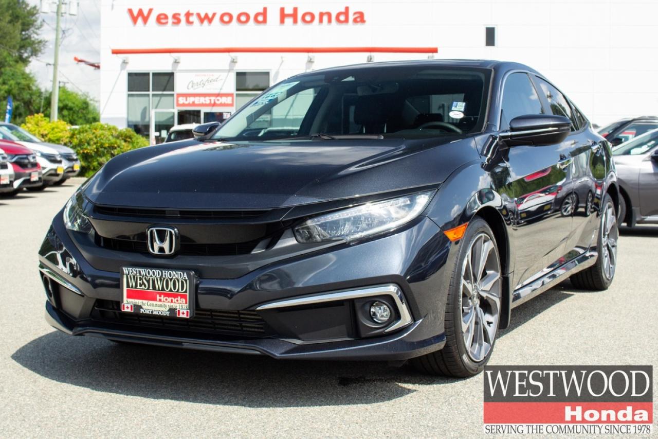 Recent Arrival! Odometer is 32400 kilometers below market average! Crystal Black Pearl 2019 Honda Civic 4D Sedan Touring FWD CVT 1.5L I4 DOHC 16VOne low hassle free pre negotiated price, Leather, Apple CarPlay/Android Auto, Brake assist, Electronic Stability Control, Forward collision: Collision Mitigation Braking System (CMBS) + FCW mitigation, Heated Front Bucket Seats, Lane departure: Lane Keeping Assist System (LKAS) active, Leather-Trimmed Seating Surfaces, Navigation System, Power moonroof.Westwood Hondas Buy Smart Standard program includes a thorough safety inspection, detailed Car Proof report that shows the history of the car youre buying, 1 year road hazard, 2 months 5000 km powertrain warranty and 6 months tire, brakes, battery, and bulbs. We give you a complete professional detail, full tank of gas and our best low price first which is based on live market pricing to guarantee you tremendous value and a non-stressful, no-haggle experience. And youll get 3 free months of Sirius radio where equipped! Buy your car from home.Just click build your deal to start the process. It is easy 7 day Exchange. $588 admin fee. Westwood Honda DL #31286.Reviews:  * This generation of Civic attracted shoppers with Hondas reputation for safety and reliability, and many owners report that good looks, a thoughtful and handy interior, and plenty of feature content for the money helped seal the deal. Headlight performance is highly rated, as is a smooth and punchy performance from the turbocharged engine. Source: autoTRADER.ca