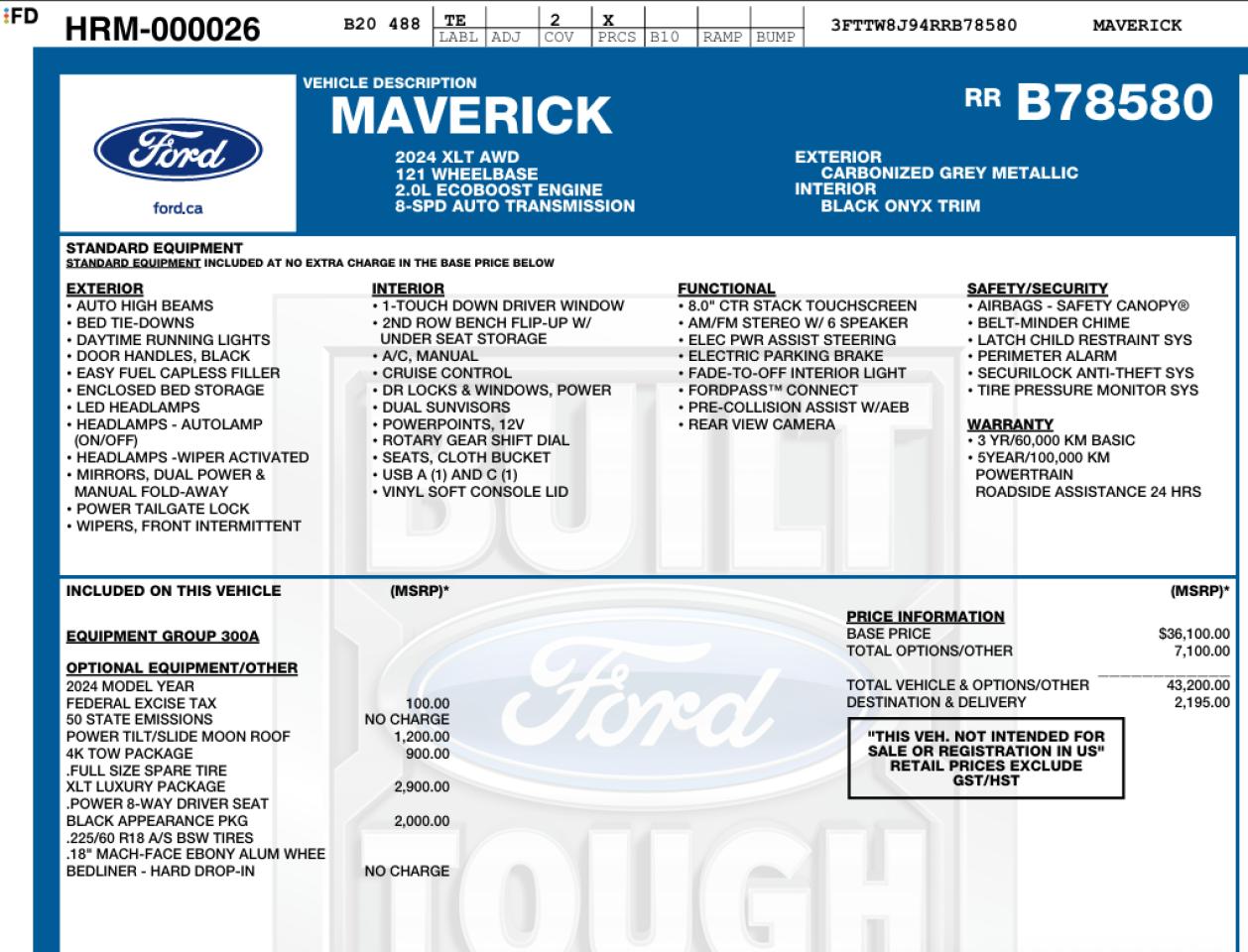2024 Ford Maverick XLT AWD SuperCrew 2900KMS | Moonroof | One Owner - Photo #30