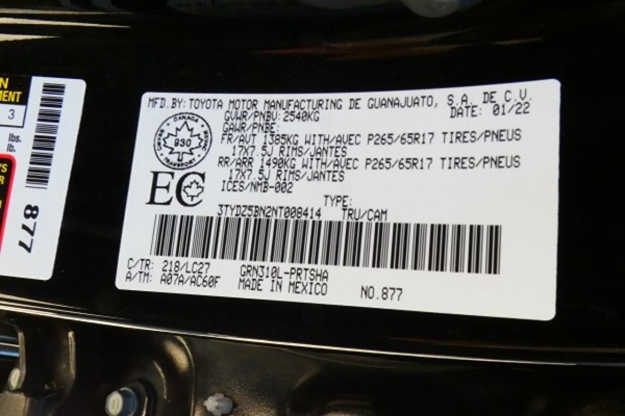 2022 Toyota Tacoma TRD SPORT 4x4 Auto w/Htd Leather, S/R, NAV, BUC - Photo #22