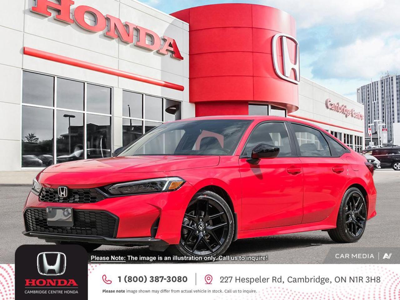 <p><strong>Where Bold Style Meets Dynamic Performance</strong></p>

<p>Turn every drive into an experience with the 2026 Honda Civic Sport. Built to thrill, this model combines athletic styling with intelligent features, all backed by Honda’s renowned performance and safety innovations.</p>

<p><strong>Power You Can Feel</strong></p>

<p>Under the hood, the Civic Sport is equipped with a spirited 2.0-litre, 16-valve DOHC i-VTEC® engine. With 150 horsepower and Dual Variable Timing Control (VTC), it delivers a confident and responsive ride—perfect for city cruising or highway driving.</p>

<p><strong>Advanced Honda Sensing® Safety Suite </strong></p>

<p>Your safety is a priority, and the Civic Sport is packed with advanced driver-assist technologies:</p>

<p>- Forward Collision Warning (FCW) alerts you when you’re closing in on the vehicle ahead.</p>

<p>- Collision Mitigation Braking System™ (CMBS®) can automatically apply brakes to help avoid or lessen impact.</p>

<p>- Lane Departure Warning (LDW) and Lane Keeping Assist System (LKAS) help keep you centered in your lane.</p>

<p>- Road Departure Mitigation (RDM) detects road edges and helps you stay on course.</p>

<p>- Adaptive Cruise Control (ACC) with Low-Speed Follow makes highway driving smoother and safer.</p>

<p>- Blind Spot Information System (BSI) adds confidence with an extra set of digital eyes.</p>

<p><strong>Efficient Innovation </strong></p>

<p>Save fuel without sacrificing power thanks to Idle Stop technology, which automatically shuts off the engine at stops and restarts it when you're ready to go—reducing emissions and fuel consumption.</p>

<p><strong>Smart Convenience & Connectivity</strong></p>

<p>From the moment you walk up, convenience is built in:</p>

<p>- Remote Engine Starter and Proximity Key Entry System with Pushbutton Start</p>

<p>- Heated leather-wrapped steering wheel for a touch of premium comfort</p>

<p>- 7" touchscreen with Apple CarPlay™ and Android Auto™ integration</p>

<p>- Siri® Eyes Free, Bluetooth® hands-free, SMS text/email functions, Bluetooth® Streaming Audio</p>

<p>- Two USB-C ports and Wi-Fi tethering to keep you and your passengers connected on the go</p>

<p><strong>Designed for Daily Life</strong></p>

<p>Roomy and refined, the Civic Sport offers space for the whole crew. With Lower Anchors and Tethers for Children (LATCH), securing child seats is simple and safe, making it a great fit for growing families.</p>

<p><strong>Striking, Sport-Inspired Design</strong></p>

<p>Make a bold statement with dark 18-inch aluminum-alloy wheels and sleek LED lighting.</p>

<p>- LED headlights (high and low beam) offer enhanced visibility</p>

<p>- Mirror-integrated LED turn signal indicators elevate your presence on the road</p>

<p>- The multi-angle rearview camera with dynamic guidelines ensures effortless parking in any space</p>

<p><em><strong><span style=color:#ff0000>Premium paint charge of $300 is not included on all colours/models.</span> </strong></em></p>

<p>Experience the Difference at Cambridge Centre Honda! Why Test Drive Here? You choose: drive with a sales person or on your own, extended overnight and at home test drives available. Why Purchase Here? VIP Coupon Booklet: up to $1000 in service & other savings, FREE Ontario-Wide Delivery. Cambridge Centre Honda proudly serves customers from Cambridge, Kitchener, Waterloo, Brantford, Hamilton, Waterford, Brant, Woodstock, Paris, Branchton, Preston, Hespeler, Galt, Puslinch, Morriston, Roseville, Plattsville, New Hamburg, Baden, Tavistock, Stratford, Wellesley, St. Clements, St. Jacobs, Elmira, Breslau, Guelph, Fergus, Elora, Rockwood, Halton Hills, Georgetown, Milton and all across Ontario!</p>