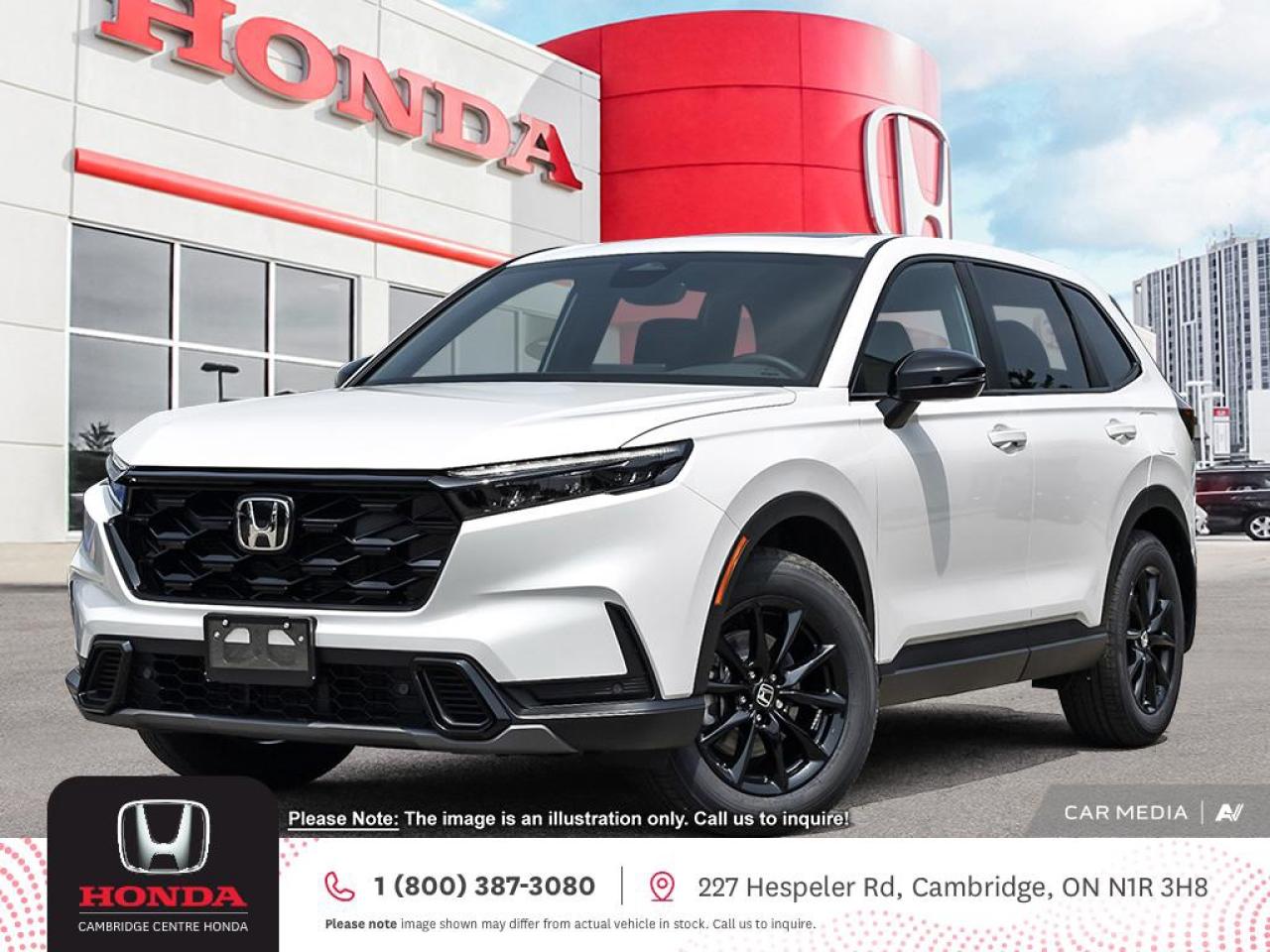 <p><strong>Built for Canada. Designed for the Drive.</strong></p>

<p>Canadian-built and road-trip ready, the 2026 Honda CR-V Hybrid EX-L delivers bold performance, upscale comfort, and innovative hybrid efficiency. With Real Time AWD™, luxurious features, and Honda’s signature reliability, this electrified SUV is designed to keep up with your lifestyle—wherever the road takes you.</p>

<p><strong>Hybrid Power You Can Feel</strong></p>

<p>At the core of the CR-V Hybrid EX-L is a 2.0-litre, 16-valve, Direct Injection DOHC 4-cylinder engine, paired with an electric-continuously variable transmission (E-CVT). This advanced hybrid system produces a commanding 204 horsepower, while Real Time AWD™ with Intelligent Control System™ ensures smooth traction and confident handling in all conditions.</p>

<p><strong>Safety That Leads the Way</strong></p>

<p>Your peace of mind comes standard with the Honda Sensing® suite of advanced driver-assist technologies:</p>

<p>- Adaptive Cruise Control with Low-Speed Follow</p>

<p>- Forward Collision Warning & Collision Mitigation Braking System™</p>

<p>- Lane Departure Warning & Lane Keeping Assist System</p>

<p>- Road Departure Mitigation</p>

<p>- Traffic Sign Recognition</p>

<p>- Blind Spot Information (BSI) System</p>

<p>- Rear Cross Traffic Monitor</p>

<p>- Traffic Jam Assist</p>

<p>From city streets to highway journeys, the CR-V Hybrid EX-L helps protect you from every angle.</p>

<p><strong>Refined Comfort, Rugged Capability</strong></p>

<p>Step inside to discover premium comfort and smart design:</p>

<p>- Heated leather-wrapped steering wheel</p>

<p>- Heated front and rear outboard seats</p>

<p>- Perforated leather-trimmed seating with bold orange contrast stitching</p>

<p>- Driver’s seat memory function for personalized positioning</p>

<p><strong>Connected for the Journey Ahead</strong></p>

<p>Whether you’re commuting or adventuring, stay entertained and informed with:</p>

<p>- 9" Display Audio System</p>

<p>- Wireless Apple CarPlay™ and Android Auto™</p>

<p>- Siri® Eyes Free compatibility for Apple users</p>

<p>- SiriusXM™ satellite radio</p>

<p>- Wireless charging</p>

<p>- HandsFreeLink™ bilingual Bluetooth®, SMS/email support, and more</p>

<p>All seamlessly integrated for an elevated driving experience.</p>

<p><strong>Striking Design That Stands Out </strong></p>

<p>The 2026 CR-V EX-L Hybrid makes a statement with:</p>

<p>- Hybrid-exclusive front grille and badging</p>

<p>- Black lower front bumper garnish</p>

<p>- 18" aluminum-alloy wheels</p>

<p>- LED daytime running lights and auto on/off projector-beam headlights</p>

<p>- Auto high-beams and front fog lights</p>

<p>Stylish and sophisticated from every angle.</p>

<p><strong>Convenience Meets Versatility</strong></p>

<p>Make every journey easier with thoughtful features, including:</p>

<p>- Remote engine starter</p>

<p>- Proximity key entry with pushbutton start</p>

<p>- Power tailgate with programmable height—perfect for loading groceries, luggage, or gear</p>

<p><em><strong><span style=color:#ff0000>Premium paint charge of $300 is not included on all colours/models.</span> </strong></em></p>

<p>Experience the Difference at Cambridge Centre Honda! Why Test Drive Here? You choose: drive with a sales person or on your own, extended overnight and at home test drives available. Why Purchase Here? VIP Coupon Booklet: up to $1000 in service & other savings, FREE Ontario-Wide Delivery. Cambridge Centre Honda proudly serves customers from Cambridge, Kitchener, Waterloo, Brantford, Hamilton, Waterford, Brant, Woodstock, Paris, Branchton, Preston, Hespeler, Galt, Puslinch, Morriston, Roseville, Plattsville, New Hamburg, Baden, Tavistock, Stratford, Wellesley, St. Clements, St. Jacobs, Elmira, Breslau, Guelph, Fergus, Elora, Rockwood, Halton Hills, Georgetown, Milton and all across Ontario!</p>
