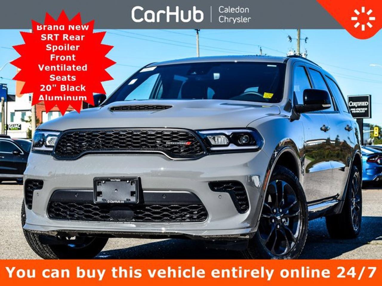 This Dodge Durango has a powerful Regular Unleaded V-6 3.6 L/220 engine powering this Automatic transmission. Voice Activated Dual Zone Front Automatic Air Conditioning, Valet Function, Urethane Gear Shifter Material, Uconnect Connected Travel & Traffic Services Real-Time Traffic Display.Our advertised prices are for consumers (i.e. end users) only.

 

DRIVE HAPPY SPECIAL ON NOW:
0% Alternative Financing available up to 60 months oac in lieu of manufacturer rebate

 

This Dodge Durango GT Plus AWD 6 Passenger Features the Following Options
Destroyer Grey $395

Blacktop Redline Package $2,995

Customer Preferred Package 2BH $5,995

4G LTE Wi-Fi Hot Spot Mobile Hotspot Internet Access

Integrated Navigation System w/Voice Activation

Bluetooth Wireless Phone Connectivity

Sport Heated Leather Steering Wheel

Power Liftgate Rear Cargo Access

Heated Front and 2nd row Seats

ParkView Backup Camera

Smart Device Integration

3 Zone Air Conditioning

Front Ventilated Seats

Blind Spot Monitoring

Remote Start System

SRT Rear Spoiler

Power Sunroof

3.6L Pentastar VVT V6 w/ESS, Transmission: 8-Speed TorqueFlite Automatic, Rear Load-Levelling Suspension, 7 & 4-Pin Wiring Harness, ParkSense Front/Rear Park Assist w/Stop, Integrated Roof Rail Crossbars, Power 4-Way Driver & Passenger Seat Lumbar, Bright Front Door Sill Scuff Pads, LED Auxiliary Low Beam Headlamps & Turn Signal, Power Sunroof, 506-Watt Amplifier, Auto-Dimming Exterior Driver Mirror, Dual Remote USB Charging Port, Trailer Brake Control, Second-Row Heated Seats, Black Roof Rails, Class IV Hitch Receiver, Security Alarm, Blind-Spot Monitoring w/Trailer Detection, Power Tilt/Telescoping Steering Column, 9 Alpine Amplified Speakers w/Subwoofer, Advanced Brake Assist, 180-Amp Alternator, Heavy-Duty Engine Cooling, Wireless Charging Pad, Exterior Mirrors w/Turn Signals, Power 8-Way Driver Memory & Passenger Seats, Front Ventilated Seats, Full-Speed Forward Collision Warning Plus, Bright Cargo Area Scuff Pads, Automatic High-Beam, Power 8-Way Driver Memory & Passenger Seats, 2nd-Row Fold/Tumble Captain Chairs, 2nd-Row Mini Console w/Cup Holders, 2nd-Row Seat Mounted Inboard Armrests, 6-Passenger Seating, , Second-Row Heated Seats, Front Ventilated Seats, Power 4-Way Driver & Passenger Seat Lumbar, Auto On/Off Projector Beam Led Low/High Beam Daytime Running Headlamps w/Delay-Off, Trunk/Hatch Auto-Latch, Trip Computer, Transmission: 8-Speed TorqueFlite Automatic, Transmission w/Driver Selectable Mode and Sequential Shift Control w/Steering Wheel Controls, Towing Equipment -inc: Trailer Sway Control, Premium Door Trim Panel, SRT Rear Spoiler, Integrated Roof Rail Crossbars, Satin Black Dodge Tail Lamp Badge, Pirelli Brand Tires, Gloss Black Badges, Premium Instrument Panel, Crypto Sweep Etch Accents, GT Decal w/Red Tracer, Performance Lower Splitter, Black Roof Rails, Floor Console w/Leather Armrest, Tire Specific Low Tire Pressure Warning, Tailgate/Rear Door Lock Included w/Power Door Locks, Streaming Audio, Steel Spare Wheel, Sport Heated Leather Steering Wheel, Speed Sensitive Rain Detecting Variable Intermittent Wipers, Smart Device Remote Engine Start, Smart Device Integration, Side Impact Beams.Wheels: 20 x 8 Black Noise Aluminum

 

These options are based on an incoming vehicle, so detailed specs and pricing may differ. Please inquire for more information.

 

Drive Happy with CarHub
*** All-inclusive, upfront prices -- no haggling, negotiations, pressure, or games

*** Purchase or lease a vehicle and receive a $1000 CarHub Rewards card for service

*** All available manufacturer rebates have been applied and included in our sale price

*** Purchase this vehicle fully online on CarHub websites

 

Transparency Statement
Online prices and payments are for finance purchases -- please note there is a $850 finance/lease fee. Cash purchases for used vehicles have a $2,350 surcharge (the finance price + $2,350 ), however cash purchases for new vehicles only have tax and licensing extra -- no surcharge. NEW vehicles priced at over $100,000 including add-ons or accessories are subject to the additional federal luxury tax. While every effort is taken to avoid errors, technical or human error can occur, so please confirm vehicle features, options, materials, and other specs with your CarHub representative. This can easily be done by calling us or by visiting us at the dealership. CarHub used vehicles come standard with 1 key. If we receive more than one key from the previous owner, we include them with the vehicle. Additional keys may be purchased at the time of sale. Ask your Product Advisor for more details. Payments are only estimates derived from a standard term/rate on approved credit. Terms, rates and payments may vary. Prices, rates and payments are subject to change without notice. Please see our website for more details.