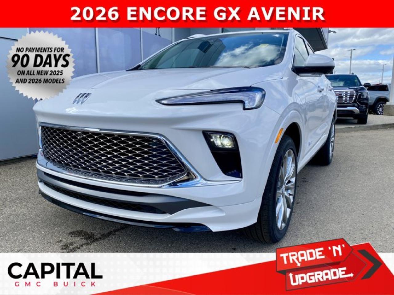 This 2026 ENCORE GX AVENIR is the definition of a luxury AWD SUV. With options like Avenir Technology & Convenience Packages, MASSIVE 11 diagonal HD color touchscreen, 360 Cam, Adaptive Cruise Control, Heated Seats, Heated Steering, Power Panoramic Sunroof, Rear Streaming Mirror, Back-Up Camera, Driver Confidence Package (All the safety features) and so much more... CALL NOWAsk for the Internet Department for more information or book your test drive today! Text 825-445-0521 for fast answers at your fingertips!AMVIC Licensed Dealer - Licence Number B1044900Disclaimer: All prices are plus taxes and include all cash credits and loyalties. See dealer for details. AMVIC Licensed Dealer # B1044900