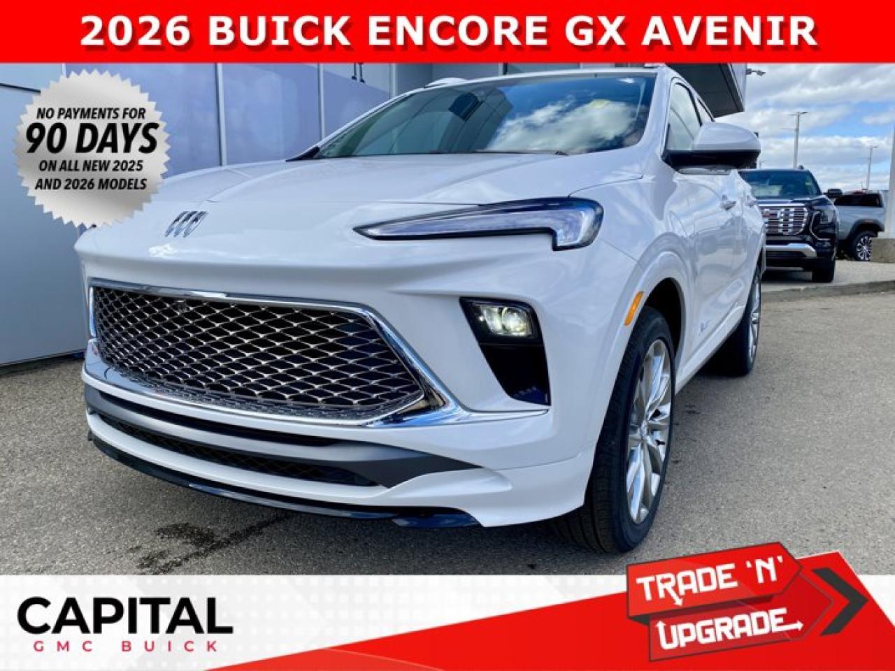 This 2026 ENCORE GX AVENIR is the definition of a luxury AWD SUV. With options like Avenir Technology & Convenience Packages, MASSIVE 11 diagonal HD color touchscreen, 360 Cam, Adaptive Cruise Control, Heated Seats, Heated Steering, Power Panoramic Sunroof, Rear Streaming Mirror, Back-Up Camera, Driver Confidence Package (All the safety features) and so much more... CALL NOWAsk for the Internet Department for more information or book your test drive today! Text 825-445-0521 for fast answers at your fingertips!AMVIC Licensed Dealer - Licence Number B1044900Disclaimer: All prices are plus taxes and include all cash credits and loyalties. See dealer for details. AMVIC Licensed Dealer # B1044900