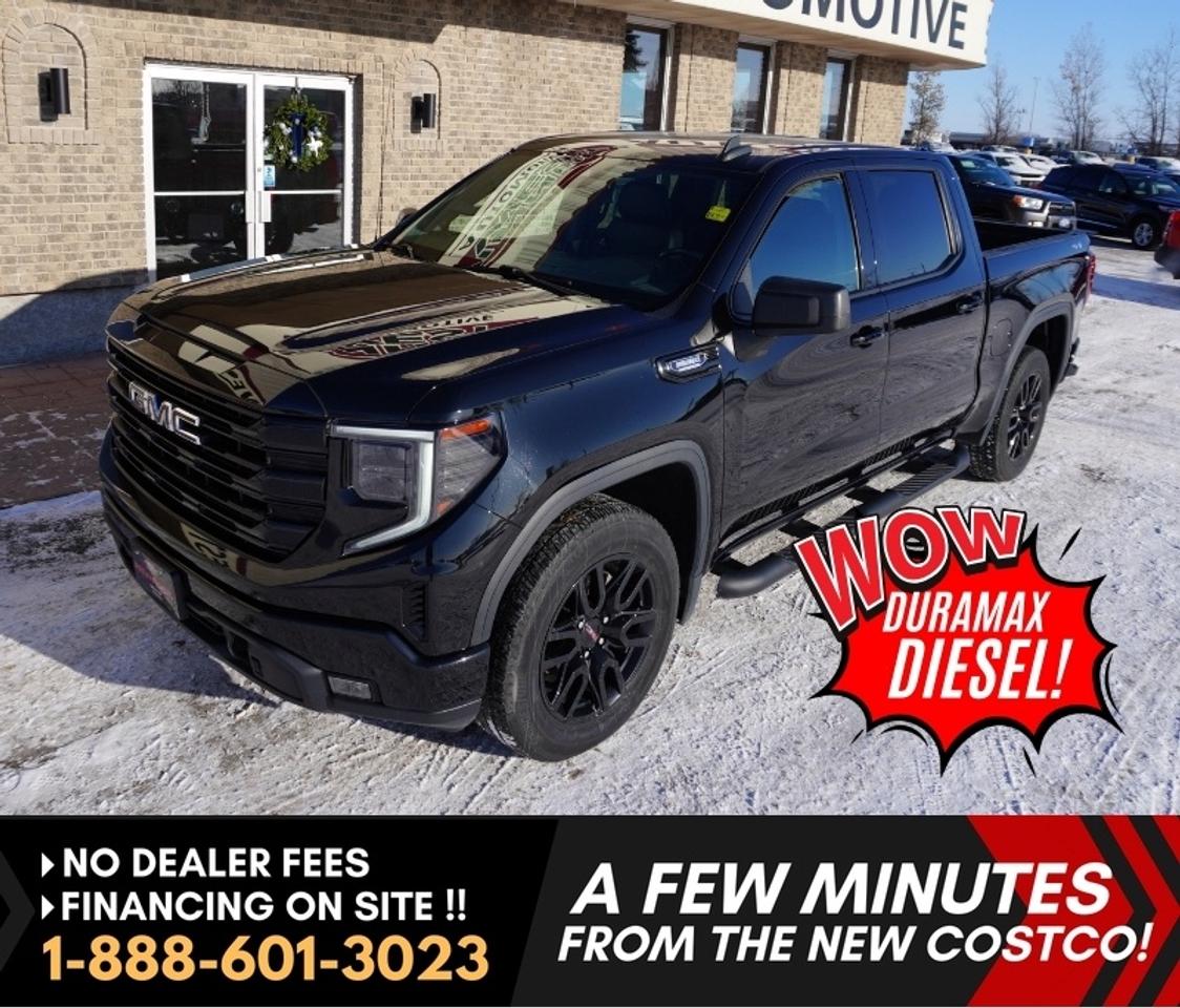 *** Dealer arranged financing on site! Quick, Simple,  no calls or waiting on bank appointments required!! Drive away today ***   NO ADMINISTRATION FEES!!

HARD TO FIND & HIGHLY DESIRED NEW GEN SIERRA 1500 WITH THE 3.0L DURAMAX DIESEL!! STUNNING & LOADED ALL BLACK BEAUTY NEW GENERATION 2022 GMC SIERRA 1500 CREW CAB ELEVATION  PREMIUM EDITION WITH THE ALL NEW DASH! EXCEPTIONALLY CLEAN, VERY SHARP  AND LOADED WITH OPTIONS INCLUDING LEATHER POWER HEATED BUCKET SEATS AND WHEEL, FULL CENTER CONSOLE WITH WIRELESS CHARGING, DUAL AUTO CLIMATE CONTROL, DRIVER ALERT PACKAGE AND SO MUCH MORE! VERY WELL CARED FOR, HWY DRIVEN, NEW GENERATION 2022 GMC SIERRA 1500 CREW ELEVATION EDITION W/3.0L DURAMAX DIESEL & 4X4! WHAT A NICE TRUCK, CLEAN & READY TO GO!!    

- Fuel Sipping  3.0L DURAMAX DIESEL (producing 277 HP and an amazing 460 lbs of pulling torque) 
- New Gen 10 Speed automatic with Sport, Off-Road, and Trailer Tow modes
- Auto 4X4 with 2 stage transfer case (includes AWD) 
- Auto locking rear diff: 3.23 ratio
- AUTOTRAC TRANSFER CASE W/ TERRAIN MODE
- Power Heated Leather bucket seating with full center console (5-Passenger seating) 
- Heated Leather wrapped with tilt and telescoping Steering wheel 
- Dual Zone Auto climate control 
- New Gen Huge 13.4-inch Full Colour touchscreen premium Multi- Media infotainment system
- full Google built in with wireless Android and Apple Carplay
- Onstar Services and Wi-fi hotspot capable
- Bluetooth for media and phone  
- Blue tooth keys with push button start 
- Back up camera 
- 12.3-inch digital driver information center
- Rear park-assist 
- Factory remote starter w/remote tailgate opener
- GMC PRO SAFETY/ DRIVER ALERT PACKAGE 
- Automatic emergency braking
- Forward collision alert
- Front pedestrian Braking
- Lane Keep w/lane departure warning
- Follow Distance Indicator
- Intellibeam-auto high beam
- HD rear vision camera
- Teen Driver mode
- LED REFLECTOR HEADLAMPS
- LED SIGNATURE DAYTIME RUNNING LAMPS
- LED FOG LAMPS
- LED TAILLAMPS
- EZ Lift Multi-pro Tailgate with 6-function load/access features
- SPRAY-ON BEDLINER
- FIXED CARGO TIE DOWNS
- LED CARGO AREA LIGHTING
- CORNERSTEP REAR BUMPER
- Black out  appearance package 
- Black HD side steps
- Tow Hooks
- Factory Tow Package with brake controller 
- Factory skid plated
- OEM Black Sport Alloy wheels with Bridgestone Tires
- Read below for more info... 

STUNNING BLACK BEAUTY, NEW GENERATION 2022 GMC SIERRA 1500 CREW CAB ELEVATION  PREMIUM EDITION DURAMAX DIESEL 4X4 FULLY LOADED INC /HEATED LEATHER BUCKET SEATS,  EXCEPTIONALLY CLEAN & WELL CARED FOR HWY DRIVEN TRUCK AT A GREAT PRICE POINT! THIS ONE HAS ALL THE NICE LUXURY AND SAFETY OPTIONS AND MORE INCLUDING THE NEW GENERATION PREMIUM DASH AND INFOTAINMENT SYSTEM AND THE FUEL SIPPING 3.0L DURAMAX DIESEL WITH THE ALL NEW 10-SPEED TRANSMISSION! Ready for all your work or pleasure needs this New Generation 2022 GMC SIERRA 1500 ELEVATION Premium Edition is extra sharp in all respects and is equipped with the fuel sipping 3.0L Duramax Diesel engine (producing 277 HP and amazing 460 lbs of pulling torque) matched the new 10-speed automatic transmission, 2-speed 4X4 transfer case with auto mode and terrain management sys, power Heated Leather Bucket seats with full size center console with wireless charging, tilt and telescoping Heated Leather wrapped Steering wheel, air, Cruise, dual zone auto climate control, PW, PL, 13.4-INCH PREMIUM MULTIMEDIA COLOUR TOUCHSCREEN PREMIUM ENTERTAINMENT CENTER, AUX/USB & satellite input, Apple Car Play and Android Auto, 4G LTE Wifi hot spot, GM OnStar, Keyless remote entry & Start, factory remote start, back up camera, rear park assist, LED headlights with daytime LED lighting, Black out appearance package, tinted glass, 5.5FT BOX with factory Black side steps, factory tow package, factory step bumper, Black Sport aluminum alloy wheels, and so much more. Gorgeous truck in all respects with well cared for Hwy kilometers and a very clean truck with Pride of ownership very evident. 

Comes with a Manitoba Safety Certification, and we have many Extended Powertrain warranties available on your vehicle purchase up to 10-year coverage (on eligible vehicles see dealer for details). Financing on site with Zero down financing OAC. Trades accepted. View at Winnipeg West Automotive Group, 5195 Portage Ave. (only a couple of minutes past the new Costco) Dealer permit # 6007, Call now 1(888) 601-3023. This Car is located in Winnipeg Manitoba,  however we can have it shipped anywhere in North America relatively inexpensively.