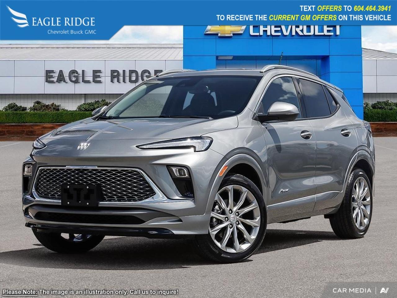 New 2026 Buick Encore GX Avenir 11-inch infotainment touchscreen, 8-inch digital driver display, wireless Apple CarPlay and Android Auto, Bluetooth, WiFi hotspot capability, six-speaker audio system, voice recognition, blind-spot mo for sale in Coquitlam, BC