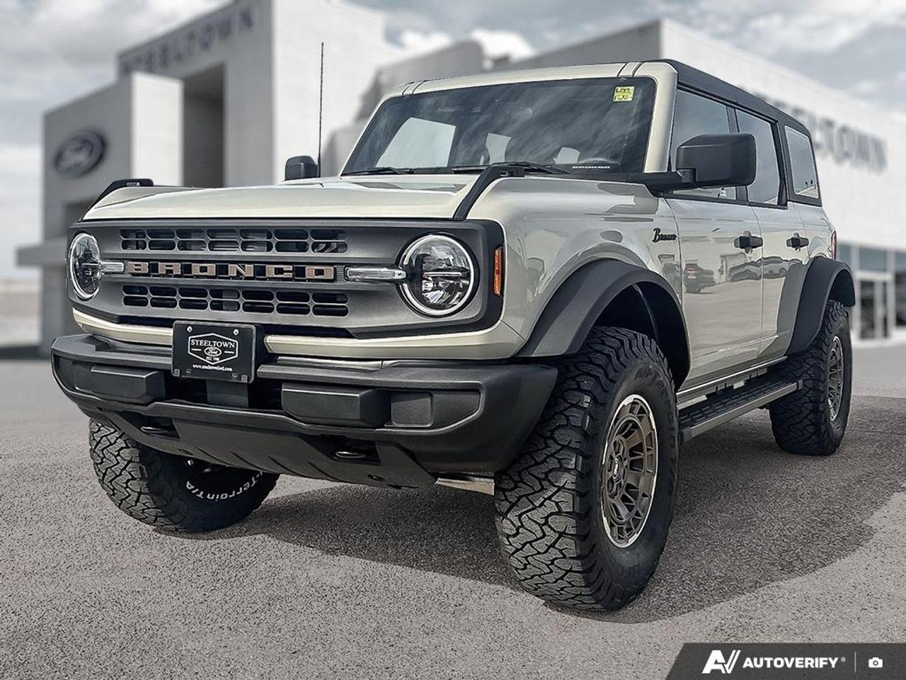 <b>Sunroof,  Off-Road Suspension,  Apple CarPlay,  Android Auto,  Forward Collision Alert! The Sinister Bronze Package adds a 2 Ford Performance lift, bronze 17 wheels with black lug nuts, extended fender flares, upgraded spare-tire carrier, Sinister Bronz</b><br>  <br> <br>We value your TIME, we wont waste it or your gas is on us!   We offer extended test drives and if you cant make it out to us we will come straight to you!<br> <br>Turn heads with this stylish yet remarkably capable 2025 Ford Bronco. <br> <br>With a nostalgia-inducing design along with remarkable on-road driving manners with supreme off-road capability, this 2025 Ford Bronco is indeed a jack of all trades and masters every one of them. Durable build materials and functional engineering coupled with modern day infotainment and driver assistive features ensure that this iconic vehicle takes on whatever you can throw at it.<br> <br>This Desert Sand SUV has an Automatic transmission and is powered by a 275HP 2.3L 4 Cylinder Engine. <br> <br> Our Broncos trim level is Base. Standard features include a manual targa composite 1st row sunroof, a manual convertible hard top with fixed rollover protection, a flip-up rear window, LED headlights with automatic high beams, and proximity keyless entry with push button start. Connectivity is handled by a 12-inch LCD screen powered by SYNC 4 with wireless Apple CarPlay and Android Auto, with SiriusXM satellite radio. Additional features include towing equipment including trailer sway control, pre-collision assist with pedestrian detection, forward collision mitigation, a rearview camera, and even more. This vehicle has been upgraded with the following features: Sunroof, Off-Road Suspension, Apple CarPlay, Android Auto, Forward Collision Alert, Proximity Key.<br><br> View the original window sticker for this vehicle with this url <b><a href=http://www.windowsticker.forddirect.com/windowsticker.pdf?vin=1FMDE6BH0SLA59751 target=_blank>http://www.windowsticker.forddirect.com/windowsticker.pdf?vin=1FMDE6BH0SLA59751</a></b>.<br> <br>To apply right now for financing use this link: <a href=http://www.steeltownford.com/?https://CreditOnline.dealertrack.ca/Web/Default.aspx?Token=bf62ebad-31a4-49e3-93be-9b163c26b54c&La target=_blank>http://www.steeltownford.com/?https://CreditOnline.dealertrack.ca/Web/Default.aspx?Token=bf62ebad-31a4-49e3-93be-9b163c26b54c&La</a><br><br> <br/> Weve discounted this vehicle $6100. Total  rebate of $6000 is reflected in the price.   5.49% financing for 84 months.  Incentives expire 2026-04-30.  See dealer for details. <br> <br>Family owned and operated in Selkirk for 35 Years.  <br>Steeltown Ford is located just 20 minutes North of the Perimeter Hwy, with an onsite banking center that offers free consultations. <br>Ask about our special dealer rates available through all major banks and credit unions.<br>Dealer retains all rebates, plus taxes, govt fees and Steeltown Protect Plus.<br>Steeltown Ford Protect Plus includes:<br>- Life Time Tire Warranty <br>Dealer Permit # 1039<br><br><br> Come by and check out our fleet of 100+ used cars and trucks and 170+ new cars and trucks for sale in Selkirk.  o~o