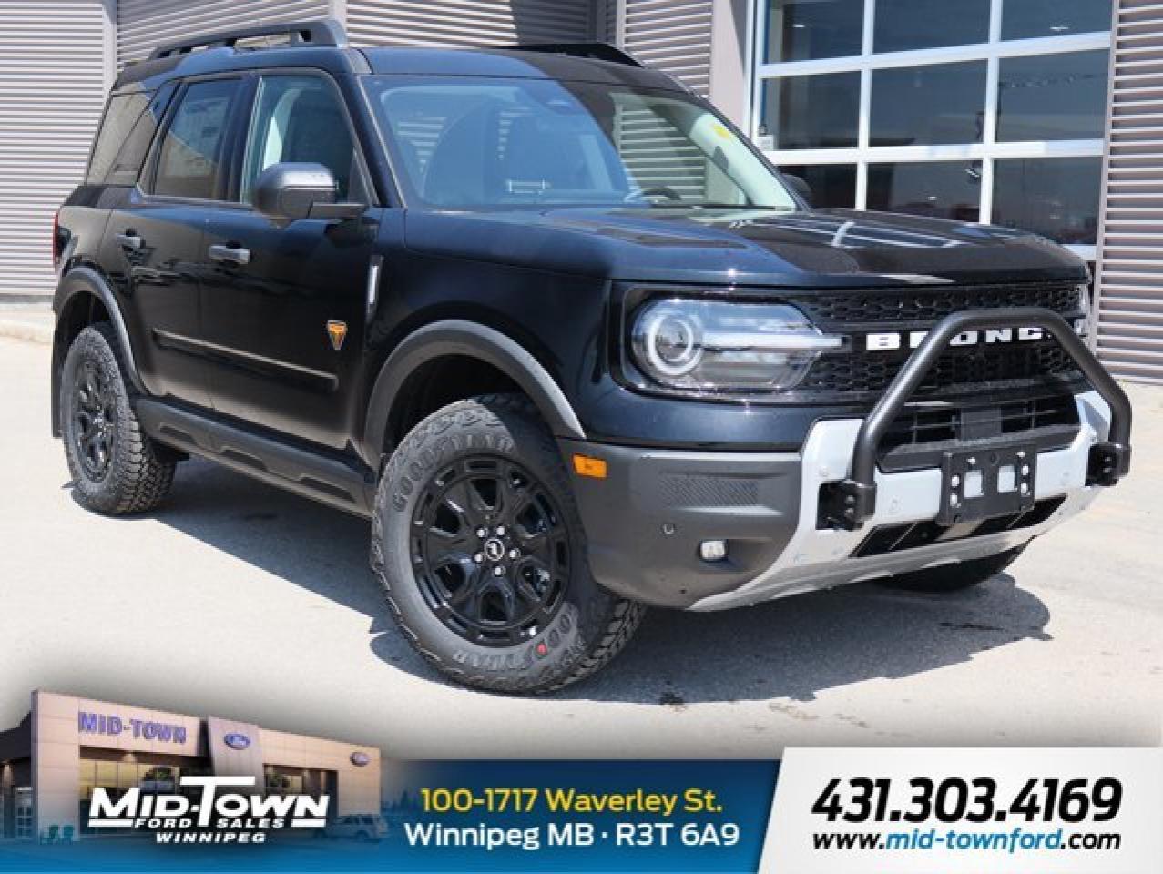 *2025 Ford Bronco Sport Badlands*<br />Engine: 2.0L EcoBoost | Transmission: 8-Speed Automatic<br />Exterior: Shadow Black | Interior: Dark Space Gray Cloth<br /><br />Engineered for serious off-road capability and urban comfort alike, the 2025 Bronco Sport Badlands is the ultimate adventurers compact SUV. With a powerful 2.0L EcoBoost engine and rugged enhancements from the Sasquatch Badlands Pack, its built to conquer trails while offering smart features and everyday usability.<br /><br />*Key Features:*<br /><br /> * <br /><br /> *2.0L EcoBoost Engine with Auto Start-Stop* -- Delivers robust power and turbocharged torque<br /><br /> * <br /><br /> *8-Speed Automatic Transmission* -- Smooth shifting and trail-tuned responsiveness<br /><br /> * <br /><br /> *Sasquatch Badlands Pack* -- Includes enhanced off-road hardware for tougher terrain<br /><br /> * <br /><br /> *Tech Package* -- Adds smart connectivity and advanced driver-assist features<br /><br /> * <br /><br /> *Liftgate with Flip-Up Glass & MOLLE Strap System* -- Versatile storage and quick access<br /><br /> * <br /><br /> *Heated Front Seats & Intelligent Access* -- Comfort and convenience, wherever you go<br /><br /> * <br /><br /> *Auto High Beams & Remote Start* -- Extra confidence for night drives and cold mornings<br /><br />The 2025 Bronco Sport Badlands turns any road---or trail---into your next destination, combining rugged capability with refined technology in one bold package.