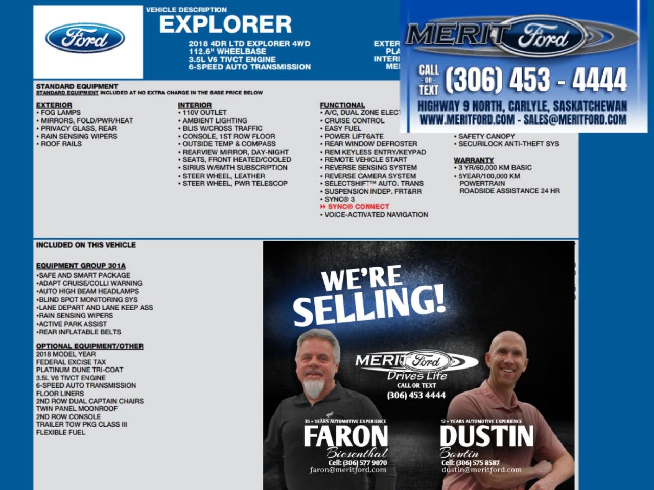 2018 Ford Explorer Limited - V6 (Gas), 7 Seat + Photo2