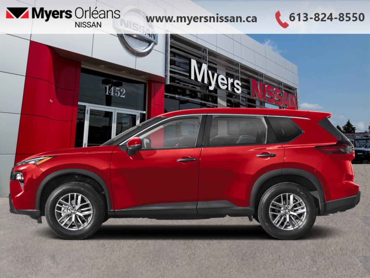 <b>Alloy Wheels,  Heated Seats,  Heated Steering Wheel,  Mobile Hotspot,  Remote Start!</b><br> <br> <br> <br>  Capable of crossing over into every aspect of your life, this 2025 Rogue lets you stay focused on the adventure. <br> <br>Nissan was out for more than designing a good crossover in this 2025 Rogue. They were designing an experience. Whether your adventure takes you on a winding mountain path or finding the secrets within the city limits, this Rogue is up for it all. Spirited and refined with space for all your cargo and the biggest personalities, this Rogue is an easy choice for your next family vehicle.<br> <br> This scarlet ember tintcoat SUV  has an automatic transmission.<br> <br> Our Rogues trim level is S. Standard features on this Rogue S include heated front heats, a heated leather steering wheel, mobile hotspot internet access, proximity key with remote engine start, dual-zone climate control, and an 8-inch infotainment screen with Apple CarPlay, and Android Auto. Safety features also include lane departure warning, blind spot detection, front and rear collision mitigation, and rear parking sensors. This vehicle has been upgraded with the following features: Alloy Wheels,  Heated Seats,  Heated Steering Wheel,  Mobile Hotspot,  Remote Start,  Lane Departure Warning,  Blind Spot Warning. <br><br> <br/>    3.74% financing for 84 months. <br> Payments from <b>$513.28</b> monthly with $0 down for 84 months @ 3.74% APR O.A.C. ( Plus applicable taxes -  $621 Administration fee included. Licensing not included.    ).  Incentives expire 2025-07-31.  See dealer for details. <br> <br> <br>LEASING:<br><br>Estimated Lease Payment: $465/m <br>Payment based on 2.99% lease financing for 60 months with $0 down payment on approved credit. Total obligation $27,929. Mileage allowance of 16,000 KM/year. Offer expires 2025-07-31.<br><br><br>We are proud to regularly serve our clients and ready to help you find the right car that fits your needs, your wants, and your budget.And, of course, were always happy to answer any of your questions.Proudly supporting Ottawa, Orleans, Vanier, Barrhaven, Kanata, Nepean, Stittsville, Carp, Dunrobin, Kemptville, Westboro, Cumberland, Rockland, Embrun , Casselman , Limoges, Crysler and beyond! Call us at (613) 824-8550 or use the Get More Info button for more information. Please see dealer for details. The vehicle may not be exactly as shown. The selling price includes all fees, licensing & taxes are extra. OMVIC licensed.Find out why Myers Orleans Nissan is Ottawas number one rated Nissan dealership for customer satisfaction! We take pride in offering our clients exceptional bilingual customer service throughout our sales, service and parts departments. Located just off highway 174 at the Jean DÀrc exit, in the Orleans Auto Mall, we have a huge selection of New vehicles and our professional team will help you find the Nissan that fits both your lifestyle and budget. And if we dont have it here, we will find it or you! Visit or call us today.<br> Come by and check out our fleet of 30+ used cars and trucks and 130+ new cars and trucks for sale in Orleans.  o~o