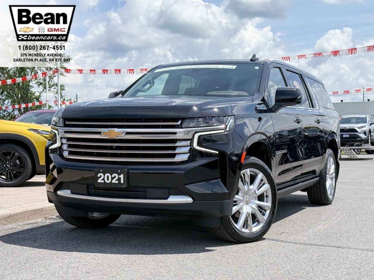 Used 2021 Chevrolet Suburban High Country 6.2L V8 WITH REMOTE START/ENTRY, SUNROOF, HEATED/VENTILATED SEATS, HEATED STEERING WHEEL, BOSE SOUND SYSTEM, POWER LIFTGATE, POWER FOLDING SEATS, APPLE CARPLAY AND ANDROID AUTO for sale in Carleton Place, ON