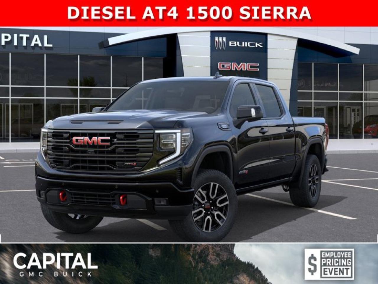 Dont miss out on this limited production 2025 GMC Sierra 1500 AT4 Duramax Diesel... Equipped with the Preferred Package, Technology Package, Power Sunroof, Heated and Cooled Seats, Remote Start, 360 CAM, Heads-up Display, Rear Streaming Camera Mirror and so much more... CALL NOWAsk for the Internet Department for more information or book your test drive today! Text 825-445-0521 for fast answers at your fingertips!AMVIC Licensed Dealer - Licence Number B1044900Disclaimer: All prices are plus taxes and include all cash credits and loyalties. See dealer for details. AMVIC Licensed Dealer # B1044900