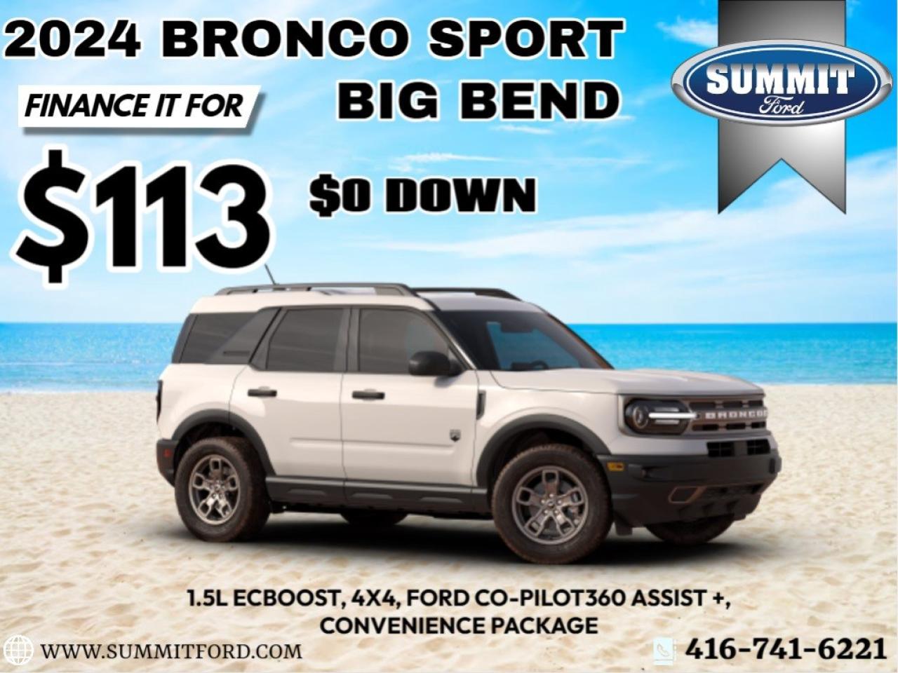 New 2024 Ford Bronco Sport Big Bend | $113 + HST Weekly - 84 Months for sale in Etobicoke, ON