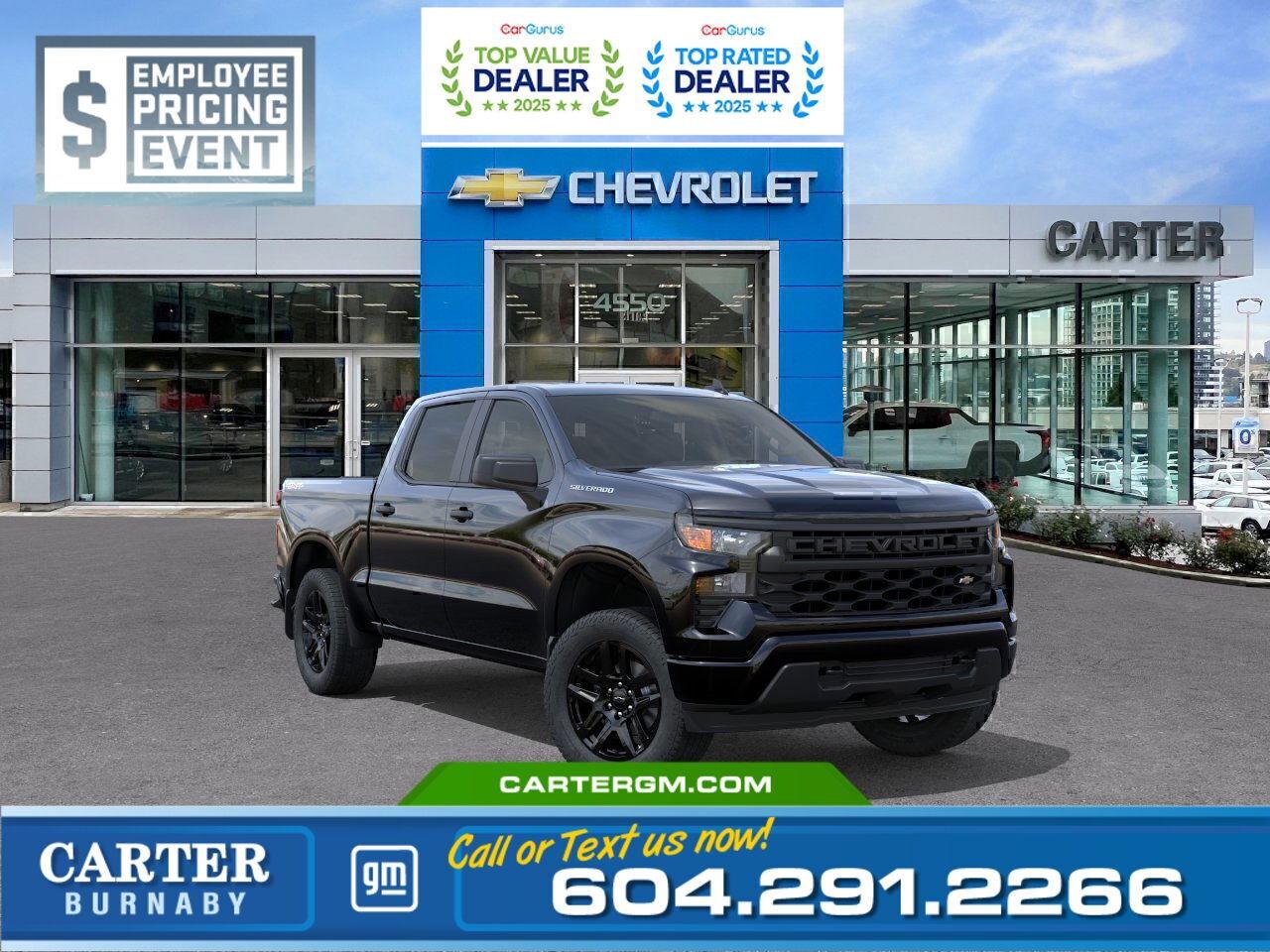New 2025 Chevrolet Silverado 1500 CUSTOM 4WD | SAVE $5,135/2.7L ENGINE/CUSTOM PKG for sale in Burnaby, BC