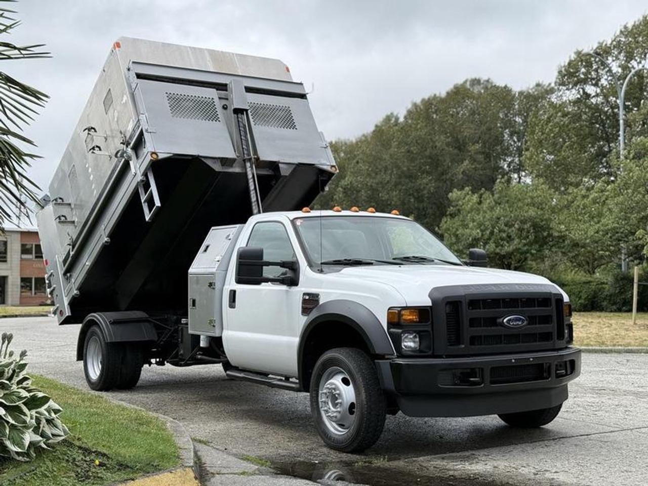 2008 Ford F-450 SD Regular Cab Dually Diesel with 10-Foot Dump Box, 6.4L, 8 cylinder, 2 door, automatic, RWD, AM/FM radio, white exterior, tan interior, leather. Trailer brake controller, tow/haul mode, AUX switch panel, PTO, trailer hitch receiver. Box dimensions: 10 L x 7.5 W x 6 H. Certification and decal valid until June 2026. This item is currently OFFSITE. You must register an appointment with our office to schedule an offsite viewing. Appointments must be made a minimum of one business day in advance (and as defined by the days that Repo.com is open for business) before your appointment can be scheduled and confirmed. We may, at our own discretion, instead opt to transport smaller items to Repo.coms main yard for viewing purposes.  $48,730.00 plus $375 processing fee, $49,105.00 total payment obligation before taxes.   Listing report, warranty, contract commitment cancellation fee, financing available on approved credit (some limitations and exceptions may apply). All above specifications and information is considered to be accurate but is not guaranteed and no opinion or advice is given as to whether this item should be purchased. We do not allow test drives due to theft, fraud, acts of vandalism and undetectable impaired driving. Instead we provide the following benefits: Complimentary Warranty (with options to extend), Limited Money Back Satisfaction Guarantee on Fully Completed Contracts, Contract Commitment Cancellation, and an Open-Ended Sell-Back Option. Ask seller for details or call 604-522-REPO(7376) to confirm listing availability.