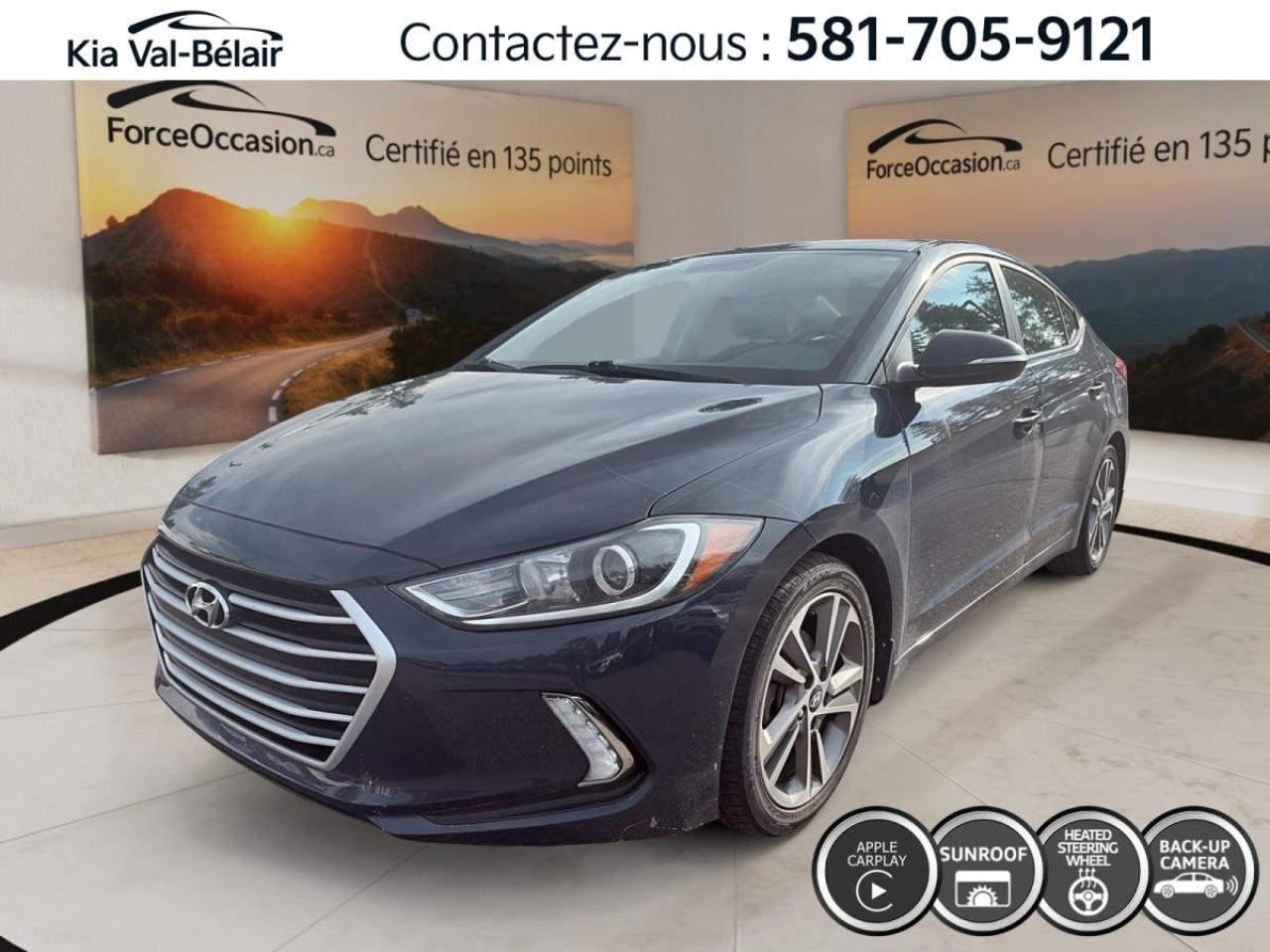 Used 2017 Hyundai Elantra GLS * TOIT * CAMÉRA * CARPLAY * CRUISE * BI-ZONE for sale in Québec, QC