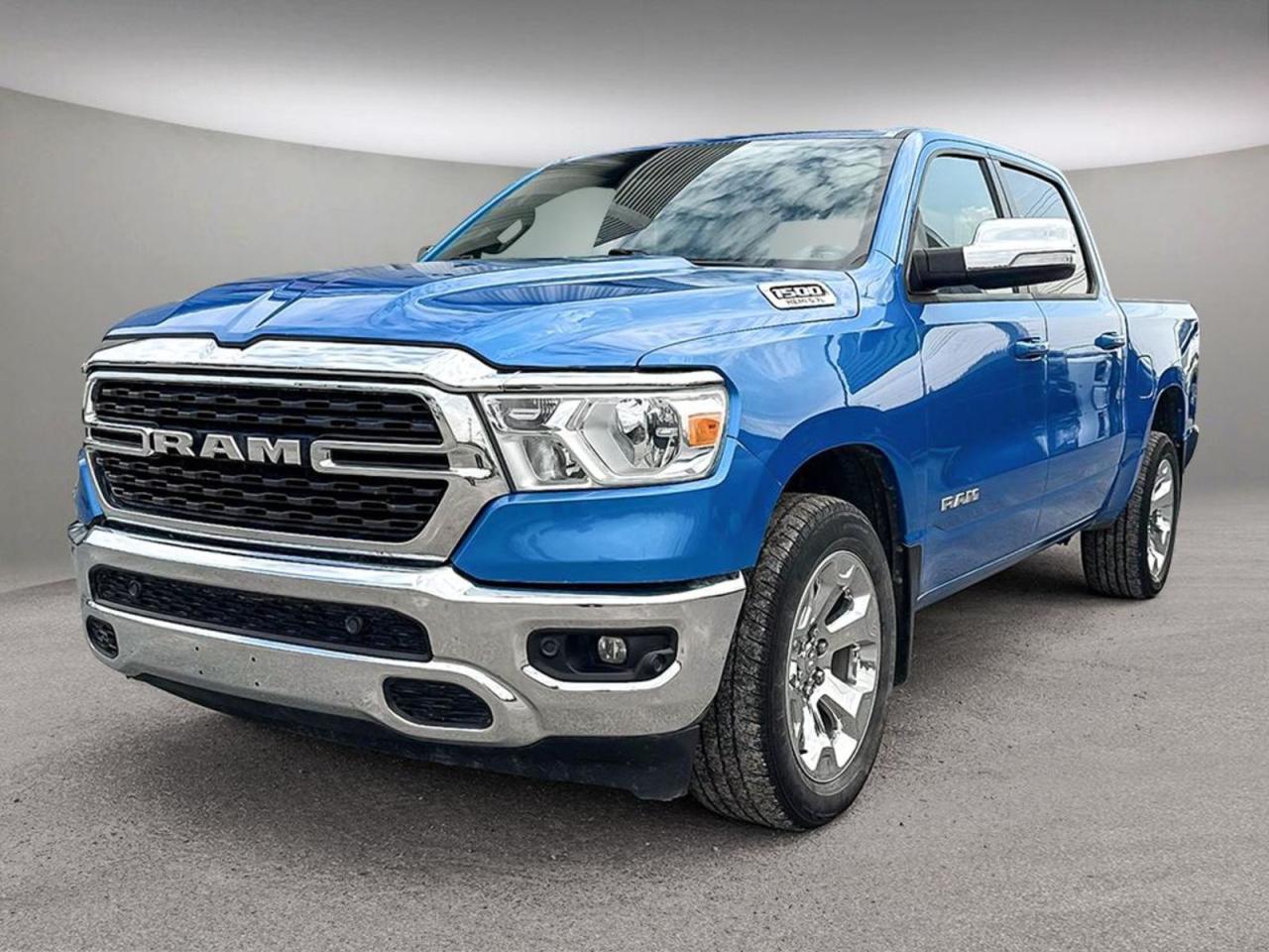 2022 RAM 1500 BIG HORN HIGHLIGHTSV8 Hemi Engine4x4CrewcabLevel 2 EquipmentDeluxe Cloth Bucket seatsHeated Seats & Wheel9 Amplified SpeakersTrailer Brake Control