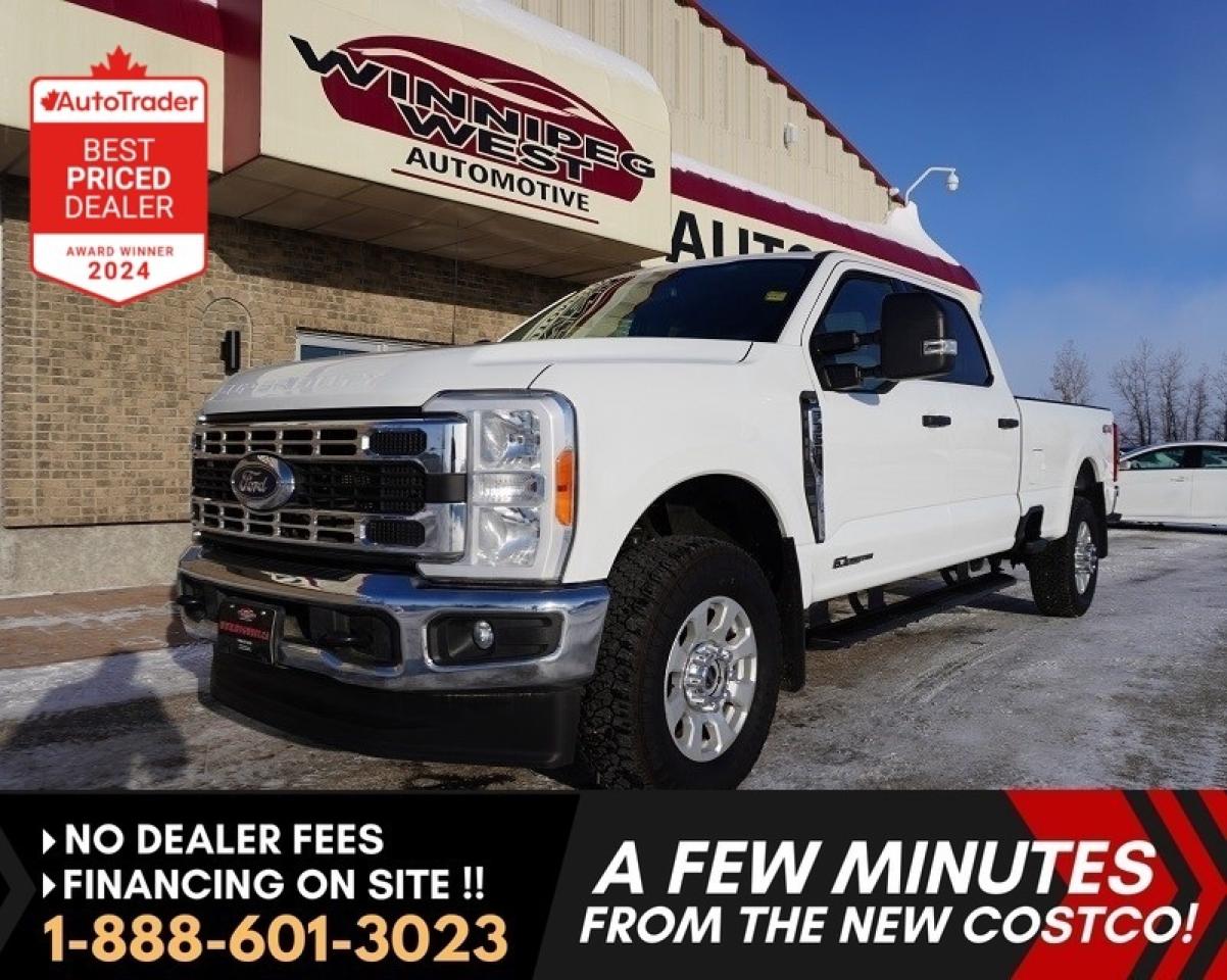 *** Dealer arranged financing on site! Quick, Simple,  no calls or waiting on bank appointments required!! Drive away today ***   NO ADMINISTRATION FEES!!

EXTRA CLEAN AND WELL EQUIPPED, WORK OR PLAY READY, NEW GENERATION  2023 Ford F-350 CREW XLT PREMIUM PACKAGE OFF ROAD 4X4 6.7L POWERSTROKE DIESEL 4X4 WITH 8FT BOX,  WELL EQUIPPED INCLUDING 10 SP TRANS, POWER SEATS, TOW PACKAGE & MORE.  EXCEPTIONALLY CLEAN & WELL SERVICED, HWY DRIVEN WESTERN CANADIAN LEASE RETURN WITH A PERFECT HISTORY, VERY HARD TO FIND AND SHOWS LIKE NEW!! 

- 6.7L POWERSTROKE DIESEL (475hp / 1050 lb-ft tq) 
- ALL NEW 10-Speed automatic transmission with drive modes
- Auto 4x4 with 2 stage transfer case
- Electronic-Locking w/3.73 Axle Ratio
- Power 6 passenger seating with large folding center console 
- Premium Large Screen Multimedia audio system with AUX, USB, CD, and Satellite 
- Apple Carplay and Android along with WIFI
- Sync Bluetooth phone and media connectivity 
- Factory Remote Starter
- Remote and door Key-Pad Entry 
- Backup camera
- OEM Power Inverter 
- Full HD factory tow package
- Factory Brake controller
- Engine Exhaust brake
- Power Folding & extending tow mirrors 
- Fog lights and Tow Hooks
- Chrome Appearance package 
- Dark Privacy glass
- Factory HD Platform running boards 
- Easy clean flooring
- New Box liner available at additional cost (as shown, pre-installed)
- Polished Aluminum Premium rims with Firestone Destination XT Work Grade tires
- Read below for more info... 

MUST SEE, HARD-TO-FIND VERY CLEAN & VERY WELL CARED FOR NEW GENERATION 2023  F350 SUPER DUTY THATS THE RIGHT TRUCK WITH THE RIGHT OPTIONS! READY TO WORK FOR YOUR CREW OR FAMILY. THESE SUPER DUTYS ARE EXTRA TOUGH, AND THIS ONE IS EXTRA CLEAN & EXTRA SHARP AND READY TO GO WITH AN AMAZING SERVICE HISTORY! - This Ford F-350 SUPER DUTY, CREW CAB XLT PREMIUM EDITION IS AN EXTRA CLEAN TRUCK INSIDE AND OUT. You will not be disappointed! It is loaded with all the right options including the STRONG Work and Tow ready 6.7L POWERSTROKE TURBO DIESEL engine producing 475 HP and MASSIVE 1050 lbs of pulling torque and THE ALL- NEW 10-speed automatic transmission. This truck comes complete with Premium package, engine exhaust brake, auto 2 stage 4x4, locking rear differential with a pull of a button, 6-passenger, 8-way power seats with a full large folding center console, Premium large screen Ford SYNC infotainment with Bluetooth for phone and media connectivity, air, tilt, cruise, PW, PL, with CD, AUX, USB and satellite input, backup camera, full factory High Capacity tow package with brake controller, Power extendable & folding heated tow mirrors, remote entry, Factory Command start, tow hooks, running boards, fog lamps, Tow Hooks, premium Aluminum Sport Rims with Firestone Destination tires and so much more. Extremely well cared for Western Canadian highway driven truck with an amazing service and an accident-free history! Ready for all your work or pleasure hauling or towing needs!! 

Comes with a Manitoba Safety Certification, and we have many Extended Powertrain warrantys available on your vehicle purchase up to 10-year coverage (on eligible vehicles see dealer for details). Financing on site with Zero down financing OAC. Trades accepted. View at Winnipeg West Automotive Group, 5195 Portage Ave. (only a couple of minutes past the new Costco) Dealer permit # 6007, Call now 1(888) 601-3023. This Car is located in Winnipeg Manitoba,  however we can have it shipped anywhere in North America relatively inexpensively.