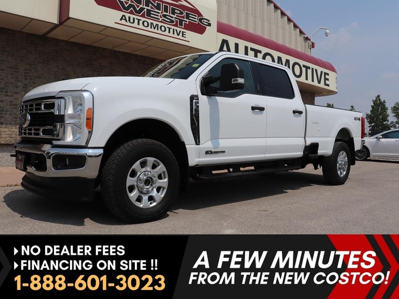 *** Dealer arranged financing on site! Quick, Simple,  no calls or waiting on bank appointments required!! Drive away today ***   NO ADMINISTRATION FEES!!

EXTRA CLEAN AND WELL EQUIPPED, WORK OR PLAY READY, NEW GENERATION  2023 Ford F-350 CREW XLT PREMIUM PACKAGE OFF ROAD 4X4 6.7L POWERSTROKE DIESEL 4X4 WITH 8FT BOX,  WELL EQUIPPED INCLUDING 10 SP TRANS, POWER SEATS, TOW PACKAGE & MORE.  EXCEPTIONALLY CLEAN & WELL SERVICED, HWY DRIVEN WESTERN CANADIAN LEASE RETURN WITH A PERFECT HISTORY, VERY HARD TO FIND AND SHOWS LIKE NEW!! 

- 6.7L POWERSTROKE DIESEL (475hp / 1050 lb-ft tq) 
- ALL NEW 10-Speed automatic transmission with drive modes
- Auto 4x4 with 2 stage transfer case
- Electronic-Locking w/3.73 Axle Ratio
- Power 6 passenger seating with large folding center console 
- Premium Large Screen Multimedia audio system with AUX, USB, CD, and Satellite 
- Apple Carplay and Android along with WIFI
- Sync Bluetooth phone and media connectivity 
- Factory Remote Starter
- Remote and door Key-Pad Entry 
- Backup camera
- OEM Power Inverter 
- Full HD factory tow package
- Factory Brake controller
- Engine Exhaust brake
- Power Folding & extending tow mirrors 
- Fog lights and Tow Hooks
- Chrome Appearance package 
- Dark Privacy glass
- Factory HD Platform running boards 
- Easy clean flooring
- New Box liner available at additional cost (as shown, pre-installed)
- Polished Aluminum Premium rims with Firestone Destination XT Work Grade tires
- Read below for more info... 

MUST SEE, HARD-TO-FIND VERY CLEAN & VERY WELL CARED FOR NEW GENERATION 2023  F350 SUPER DUTY THATS THE RIGHT TRUCK WITH THE RIGHT OPTIONS! READY TO WORK FOR YOUR CREW OR FAMILY. THESE SUPER DUTYS ARE EXTRA TOUGH, AND THIS ONE IS EXTRA CLEAN & EXTRA SHARP AND READY TO GO WITH AN AMAZING SERVICE HISTORY! - This Ford F-350 SUPER DUTY, CREW CAB XLT PREMIUM EDITION IS AN EXTRA CLEAN TRUCK INSIDE AND OUT. You will not be disappointed! It is loaded with all the right options including the STRONG Work and Tow ready 6.7L POWERSTROKE TURBO DIESEL engine producing 475 HP and MASSIVE 1050 lbs of pulling torque and THE ALL- NEW 10-speed automatic transmission. This truck comes complete with Premium package, engine exhaust brake, auto 2 stage 4x4, locking rear differential with a pull of a button, 6-passenger, 8-way power seats with a full large folding center console, Premium large screen Ford SYNC infotainment with Bluetooth for phone and media connectivity, air, tilt, cruise, PW, PL, with CD, AUX, USB and satellite input, backup camera, full factory High Capacity tow package with brake controller, Power extendable & folding heated tow mirrors, remote entry, Factory Command start, tow hooks, running boards, fog lamps, Tow Hooks, premium Aluminum Sport Rims with Firestone Destination tires and so much more. Extremely well cared for Western Canadian highway driven truck with an amazing service and an accident-free history! Ready for all your work or pleasure hauling or towing needs!! 

Comes with a Manitoba Safety Certification, and we have many Extended Powertrain warranties available on your vehicle purchase up to 10-year coverage (on eligible vehicles see dealer for details). Financing on site with Zero down financing OAC. Trades accepted. View at Winnipeg West Automotive Group, 5195 Portage Ave. (only a couple of minutes past the new Costco) Dealer permit # 6007, Call now 1(888) 601-3023. This Car is located in Winnipeg Manitoba,  however we can have it shipped anywhere in North America relatively inexpensively.