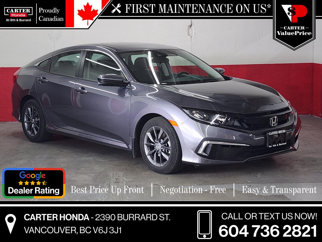 Used 2021 Honda Civic Sedan EX CVT for sale in Vancouver, BC
