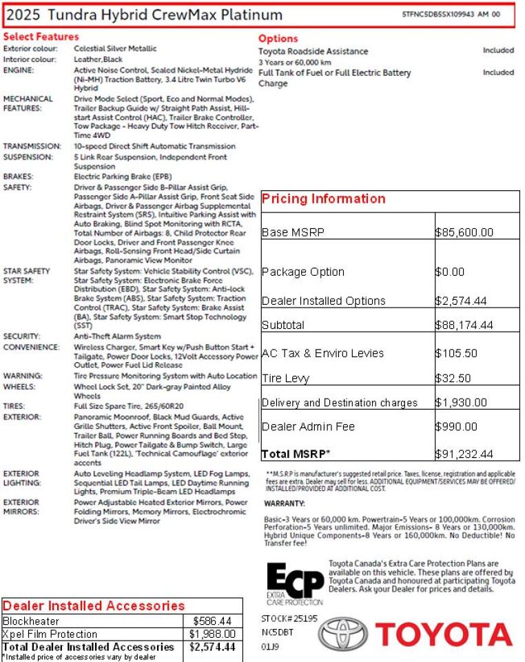 2025 Toyota Tundra Platinum Hybrid Photo