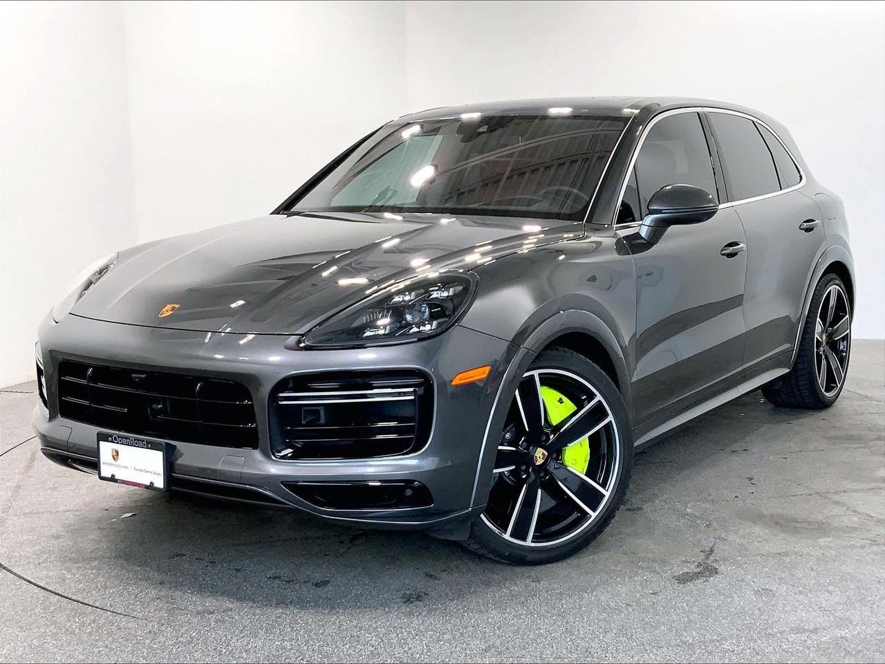 Highly Equipped with the Premium Plus Package, Assistance Package, Surround View, Burmester 3D High-End Surround Sound System, Porsche InnoDrive, Sport Exhaust System including Black Tailpipes, Rear Axle Steering, and Thermally & Noise Insulated Glass, and much more! This 2021 Porsche Cayenne Turbo S e-Hybrid comes in Quarzite Grey Metallic with a Black and Bordeaux Red Leather Interior! This is a Local BC Vehicle that has been meticulously kept by One Previous Owner!   This vehicle is a Porsche Approved Certified Pre-Owned Vehicle: 2 extra years of unlimited mileage warranty plus an additional 2 years of Porsche Roadside Assistance. All CPO vehicles have passed our rigorous 111-point check and reconditioned with 100% genuine Porsche parts. We Accept All Trade-Ins and Buy-Ins!! For more details or to schedule a test drive with one of our highly trained sales executives please call or send a website enquiry now before it is gone.  Porsche Center Langley has won the prestigious Porsche Premier Dealer Award eight years in a row. We are centrally located just a short distance from Highway 1 in beautiful Langley, British Columbia. Our hope is to have you driving your dream vehicle soon. Please note that additional fees, including a $599 documentation fee & a $690 dealer prep fee, apply to all pre-owned vehicles. Dealer #40136