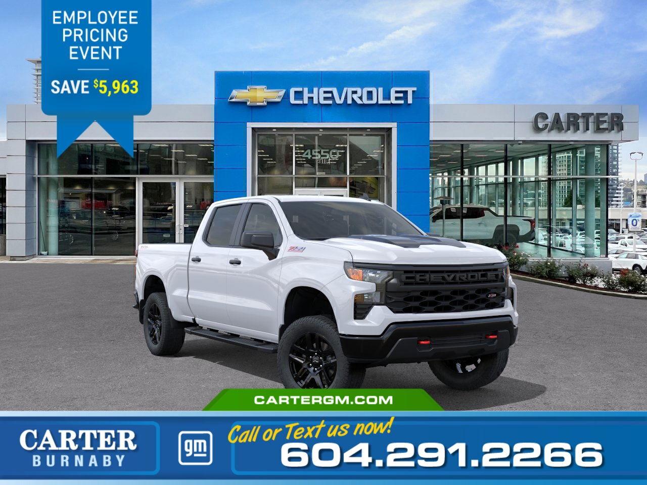New 2025 Chevrolet Silverado 1500 CUSTOM TRAIL BOSS 4WD | SAVE $5,963/TRAILERING PKG for sale in Burnaby, BC