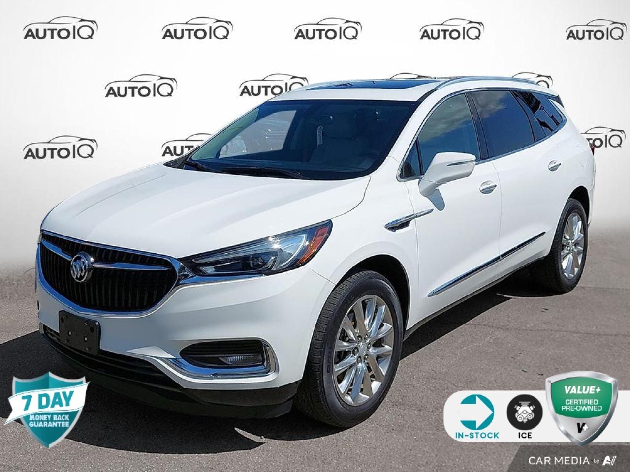 AWD, 3rd row seats: split-bench, Alloy wheels, Heated front seats, Power driver seat, Power Liftgate, Power steering, Power windows, Remote keyless entry, Steering wheel mounted audio controls.<br><br>Summit White<br>2019 Buick Enclave Essence 4D Sport Utility<br>3.6L V6 SIDI VVT 9-Speed Automatic<br>AWD<br><br><br>Reviews:<br>  * Buick Enclave owners often rave about the creamy-smooth ride and powertrain, especially relating to Enclave Avenir models. A wide range of highly relevant tech is also appreciated by many owners. Source: autoTRADER.ca<p></p>

<h4>VALUE+ CERTIFIED PRE-OWNED VEHICLE</h4>

<p>36-point Provincial Safety Inspection<br />
172-point inspection combined mechanical, aesthetic, functional inspection including a vehicle report card<br />
Warranty: 30 Days or 1500 KMS on mechanical safety-related items and extended plans are available<br />
Complimentary CARFAX Vehicle History Report<br />
2X Provincial safety standard for tire tread depth<br />
2X Provincial safety standard for brake pad thickness<br />
7 Day Money Back Guarantee*<br />
Market Value Report provided<br />
Complimentary 3 months SIRIUS XM satellite radio subscription on equipped vehicles<br />
Complimentary wash and vacuum<br />
Vehicle scanned for open recall notifications from manufacturer</p>

<p>SPECIAL NOTE: This vehicle is reserved for AutoIQs retail customers only. Please, No dealer calls. Errors & omissions excepted.</p>

<p>*As-traded, specialty or high-performance vehicles are excluded from the 7-Day Money Back Guarantee Program (including, but not limited to Ford Shelby, Ford mustang GT, Ford Raptor, Chevrolet Corvette, Camaro 2SS, Camaro ZL1, V-Series Cadillac, Dodge/Jeep SRT, Hyundai N Line, all electric models)</p>