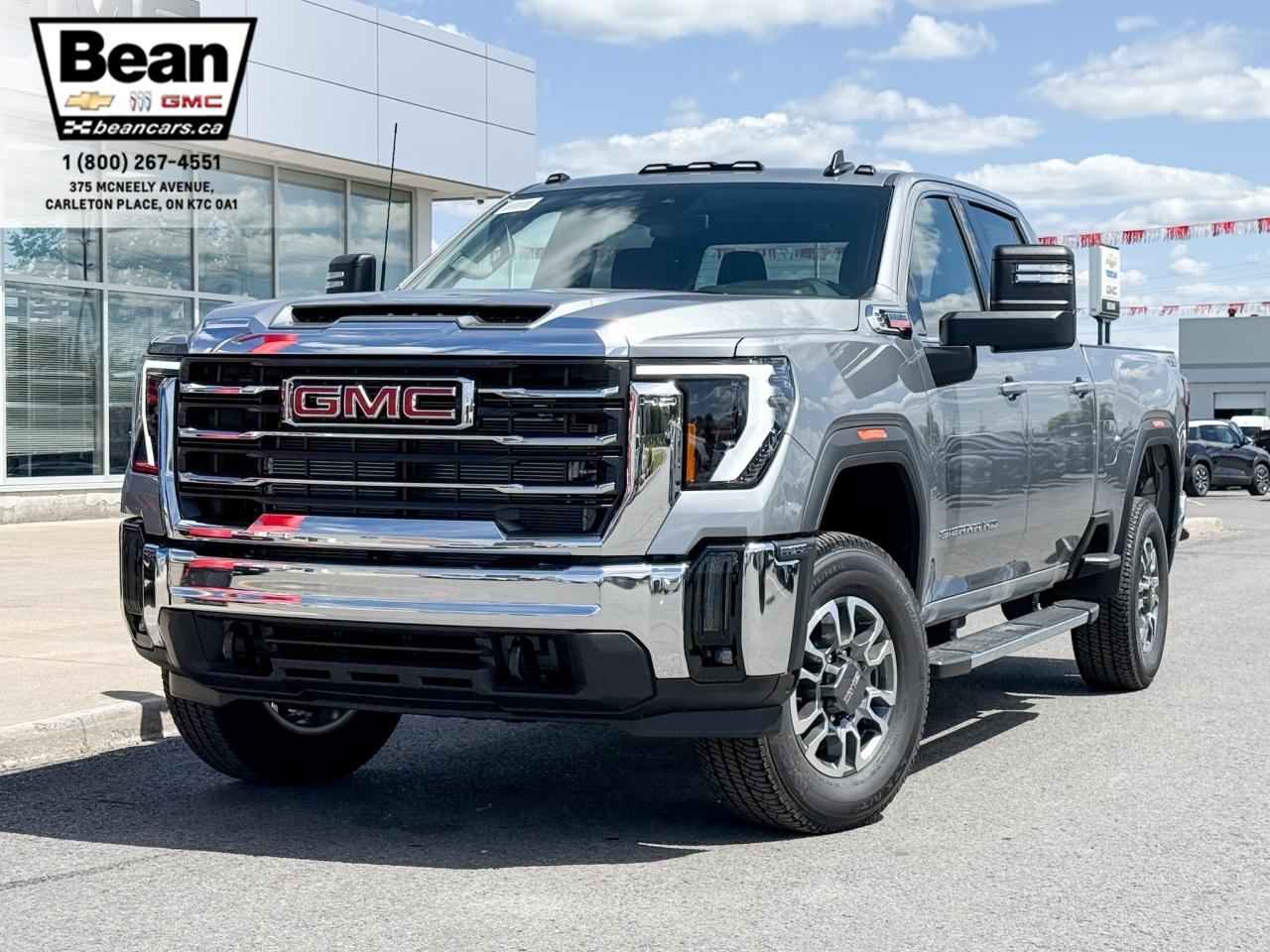 New 2025 GMC Sierra 3500 HD SLE 6.6L V8 DURAMAX WITH REMOTE START/ENTRY, HEATED SEATS, HEATED STEERING WHEEL, CRUISE CONTROL, VINYL FLOORING, HD REAR VISION CAMERA, APPLE CARPLAY AND ANDROID AUTO for sale in Carleton Place, ON