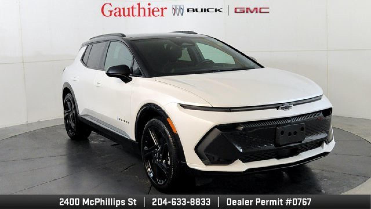 The 2024 Chevrolet Equinox EV RS is a stylish and performance-oriented electric SUV that offers a compelling blend of advanced technology and design. It features a dual-motor eAWD system delivering 288 horsepower and 333 lb-ft of torque, enabling a GM-estimated range of up to 459 km on a full charge. Standard equipment includes a 17.7-inch diagonal infotainment screen with Google Built-In, Super Cruise hands-free driving technology on compatible roads, and a suite of safety features such as Adaptive Cruise Control and HD Surround Vision. The RS trim stands out with its black-painted 21-inch wheels, LED light bar, and distinctive black roof, offering a bold and sporty appearance.