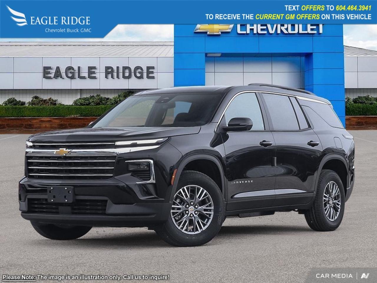 New 2025 Chevrolet Traverse LT Bluetooth, six-speaker sound system, blind-spot monitoring, enhanced front and rear automatic braking, adaptive cruise control, HD surround vision, enhanced lane-keeping assistance, forward collision for sale in Coquitlam, BC