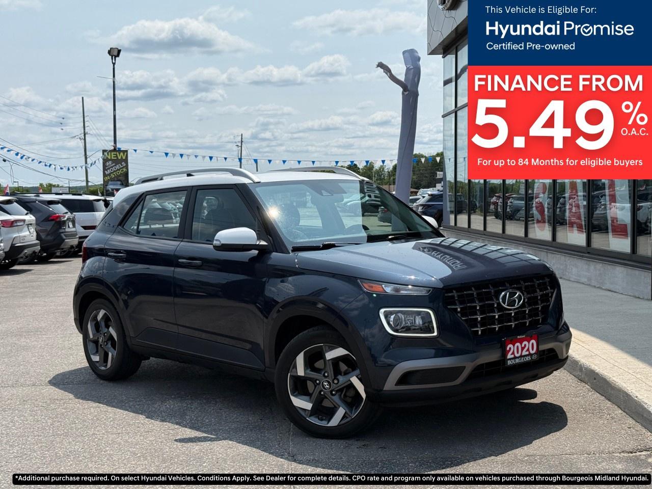 Used 2020 Hyundai Venue Ultimate w/Denim Interior IVT for sale in Midland, ON