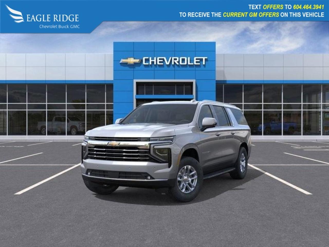 New 2025 Chevrolet Suburban LT 8-inch touchscreen, WiFi compatibility, voice control, wireless Apple CarPlay and Android Auto, Bluetooth, six-speaker audio system, automatic braking, hill-start assist, HD rearview camera, forward c for sale in Coquitlam, BC