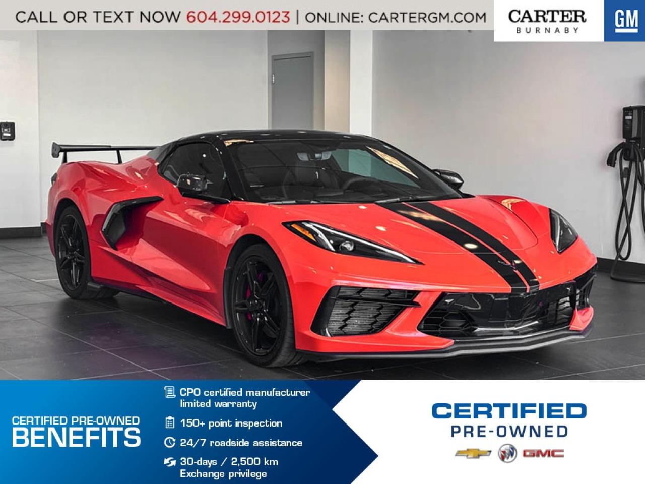 Enjoy luxury and performance in this stunning 2021 Chevrolet Corvette 3LT Convertible, powered by a thrilling 6.2L V8 engine and featuring power and heated seats, heads-up display, navigation, automatic climate control, and a premium interior. Stay connected with Bluetooth, wireless charging, and wireless phone projection, while safety features such as rear vision camera, rear park assist, and traction control add confidence on the road.

Come take it for a test drive today and experience all this stylish vehicle has to offer!

WHY CARTER GM BURNABY?

- An unrivalled vehicle purchasing experience!
- Exceeding our loyal customers expectations since 1963
- 4.5 Google star rating with 2,000+ customer reviews
- Peace of mind - 150-point vehicle inspection
- CARFAX - full vehicle service history - purchase with confidence!
- Vehicle trades welcome! Best price guaranteed!
- We provide upfront pricing, zero hidden fees, and 100% transparency
- Fast approvals and 99% acceptance rates (no matter your current credit status!)
- Multilingual staff (many languages spoken)
- Comfortable non-pressured environment with in-store television, WIFI and a childrens play area!

Were here to help you drive the vehicle you want, the vehicle you deserve!
QUESTIONS? GREAT! WEVE GOT ANSWERS!
To speak with a friendly vehicle specialist - CALL NOW!
(Doc. Fee: $495.00 Dealer Code: D5505)