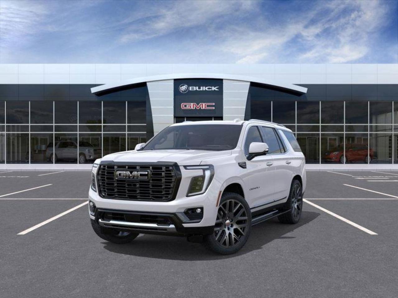 New 2025 GMC Yukon Denali Ultimate Preferred Equipment Group 5SB|WHITE FROST TRICOAT|ENG BLOCK HEATER|6.2L ECOTEC3 V8 ENG|10-SPD|FLOOR LINER PKG|FRONT LICENSE PLATE KIT|CANADIAN BASE EQUIP|PREF EQUIP GROUP for sale in Tillsonburg, ON