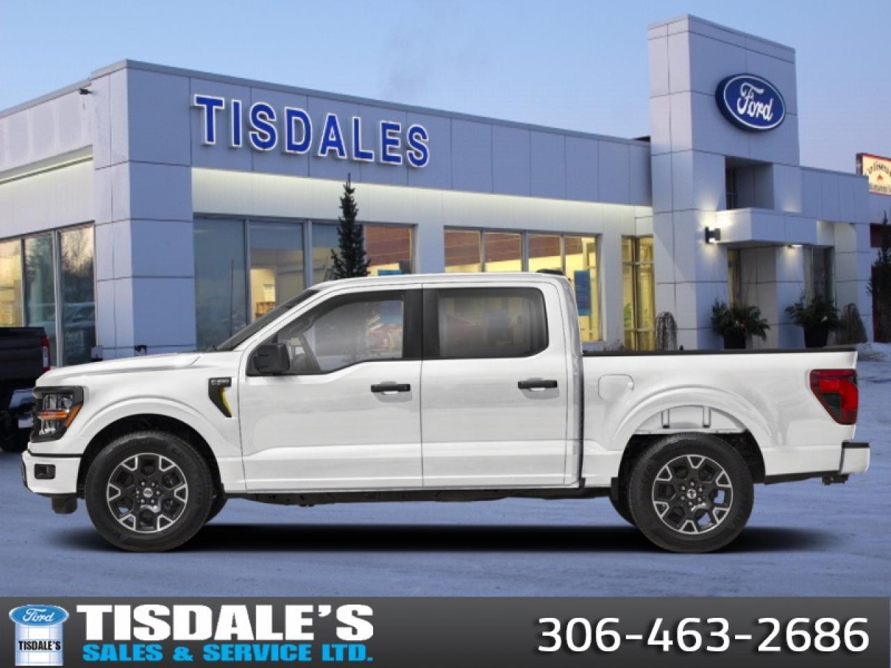 <b>STX Appearance Package, 20 Wheels, Spray-in Bedliner!</b><br> <br> <br> <br>Check out the large selection of new Fords at Tisdales today!<br> <br>  From powerful engines to smart tech, theres an F-150 to fit all aspects of your life. <br> <br>Just as you mold, strengthen and adapt to fit your lifestyle, the truck you own should do the same. The Ford F-150 puts productivity, practicality and reliability at the forefront, with a host of convenience and tech features as well as rock-solid build quality, ensuring that all of your day-to-day activities are a breeze. Theres one for the working warrior, the long hauler and the fanatic. No matter who you are and what you do with your truck, F-150 doesnt miss.<br> <br> This oxford white Crew Cab 4X4 pickup   has an automatic transmission and is powered by a  325HP 2.7L V6 Cylinder Engine.<br> <br> Our F-150s trim level is STX. This STX trim steps things up with upgraded aluminum wheels, along with great standard features such as class IV tow equipment with trailer sway control, remote keyless entry, cargo box lighting, and a 12-inch infotainment screen powered by SYNC 4 featuring SiriusXM satellite radio, Apple CarPlay, Android Auto and FordPass Connect 5G internet hotspot. Safety features also include blind spot detection, lane keep assist with lane departure warning, front and rear collision mitigation and automatic emergency braking. This vehicle has been upgraded with the following features: Stx Appearance Package, 20 Wheels, Spray-in Bedliner. <br><br> View the original window sticker for this vehicle with this url <b><a href=http://www.windowsticker.forddirect.com/windowsticker.pdf?vin=1FTEW2LP5SKE86322 target=_blank>http://www.windowsticker.forddirect.com/windowsticker.pdf?vin=1FTEW2LP5SKE86322</a></b>.<br> <br>To apply right now for financing use this link : <a href=http://www.tisdales.com/shopping-tools/apply-for-credit.html target=_blank>http://www.tisdales.com/shopping-tools/apply-for-credit.html</a><br><br> <br/> Total  rebate of $3000 is reflected in the price.   3.99% financing for 84 months. <br> Buy this vehicle now for the lowest bi-weekly payment of <b>$435.34</b> with $0 down for 84 months @ 3.99% APR O.A.C. ( Plus applicable taxes -  $699 administration fee included in sale price.   ).  Incentives expire 2025-09-02.  See dealer for details. <br> <br>Tisdales is not your standard dealership. Sales consultants are available to discuss what vehicle would best suit the customer and their lifestyle, and if a certain vehicle isnt readily available on the lot, one will be brought in.<br> Come by and check out our fleet of 20+ used cars and trucks and 60+ new cars and trucks for sale in Kindersley.  o~o