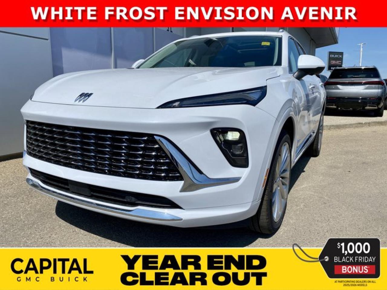 THIS 2025 Buick Envision Avenir AWD is the perfect SUV and comes loaded with options like MASSAGING SEAT, Heated and Cooled Seats, Heated Steering, Remote Start, 360 Camera, Rear Camera Mirror, Panoramic Sunroof, Heads-Up Display, Adaptive Cruise Control, Bose Stereo and so much more... CALL NOW!Ask for the Internet Department for more information or book your test drive today! Text 825-445-0521 for fast answers at your fingertips!AMVIC Licensed Dealer - Licence Number B1044900Disclaimer: All prices are plus taxes and include all cash credits and loyalties. See dealer for details. AMVIC Licensed Dealer # B1044900