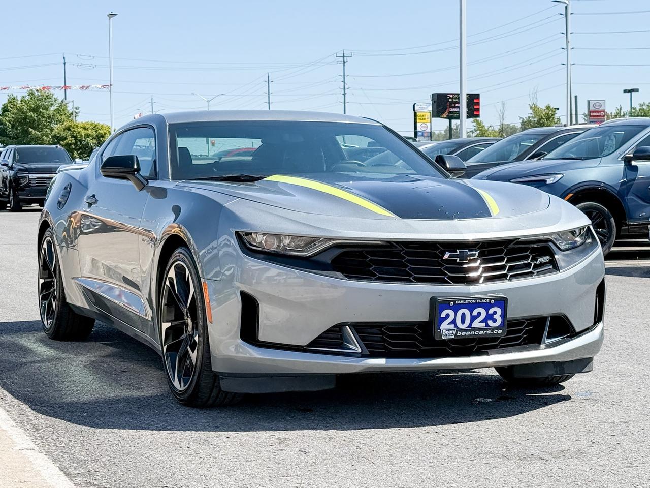 2023 Chevrolet Camaro 2LT ONE OWNER LOCAL TRADE COUPE, ORIGINALLY PURCHASED AT OUR DEALERSHIP, CLEAN CARFAX, 2.0L 4CYL TURBO AUTOIMATIC, SHOCK & STEEL SPECIAL EDITION, RS PACKAGE, BREMBO FRONT BRAKES, YELLOW PAINTED CALIPERS, Photo