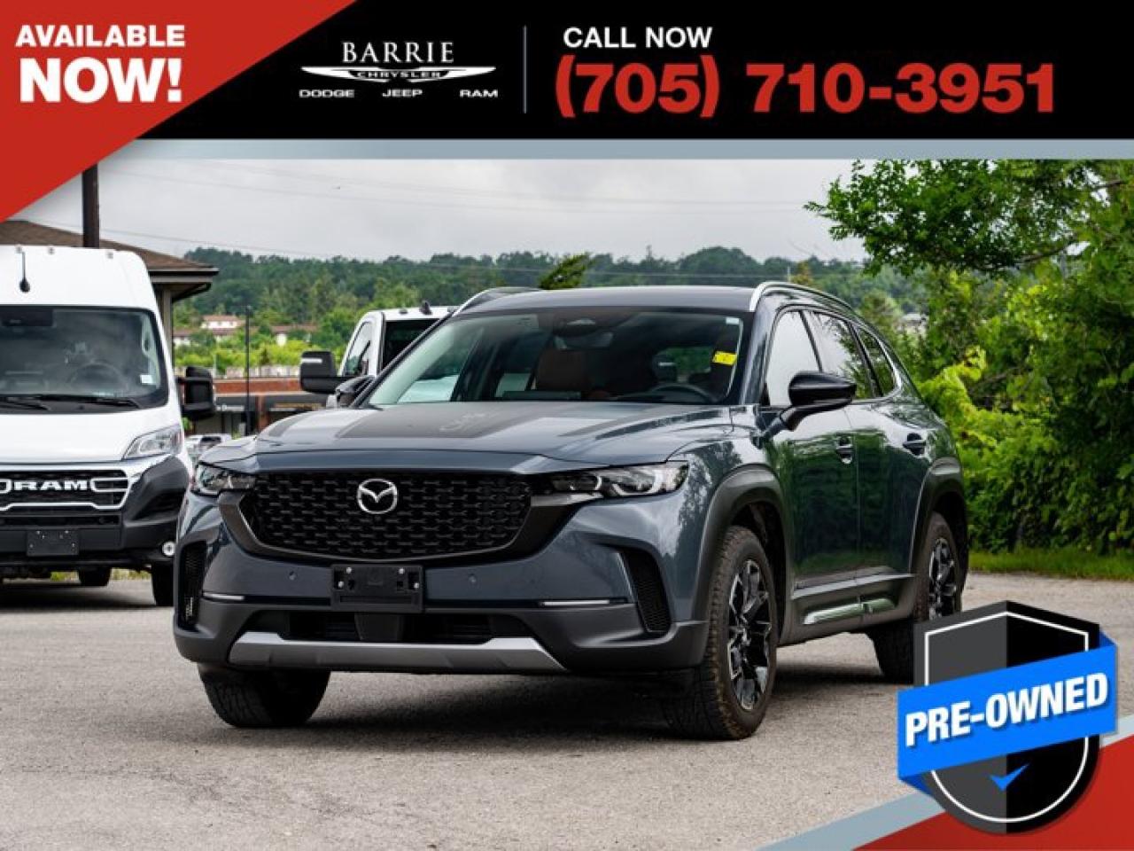 Recent Arrival!Ingot Blue Metallic 2025 Mazda CX-50 GT w/Turbo 4D Sport Utility 2.5L I4 Turbocharged DOHC 16V LEV3-ULEV125 227hp 6-Speed Automatic AWDThis vehicle is certified. You can trust that each certified vehicle goes through a 100 point inspection by our factory trained master technicians. Our requirements exceed the provincial regulations of safety standards. You will receive a complimentary CarFax report showing vehicle history. Thank you for choosing Barrie Chrysler Dodge Jeep Ram, the easy car buying experience - where its all about you! Come visit our huge 50 car indoor showroom, and see the hundreds of vehicles we have both on and offsite. We are located right in the heart of Barrie, on Dunlop St W, just off of Highway 400. - 395 Dunlop St W, Barrie, ON.