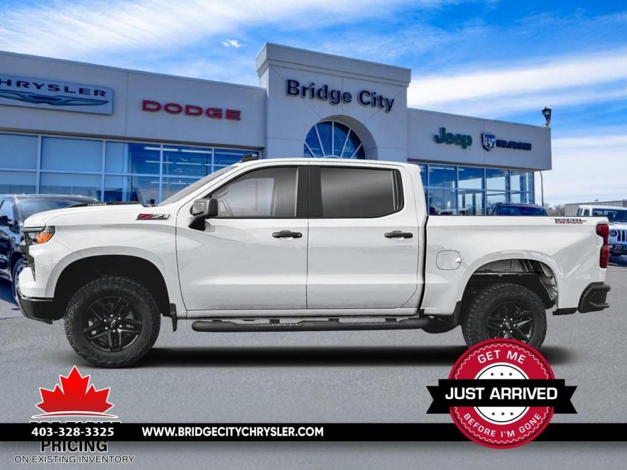 Used 2025 Chevrolet Silverado 1500 Custom Trail Boss 3.0L Duramax Diesel - Trail Boss Pkg - 6 Passenger - Heated Seats - Remote Start - All Terrain Tire Pkg - Low Km's! for sale in Lethbridge, AB