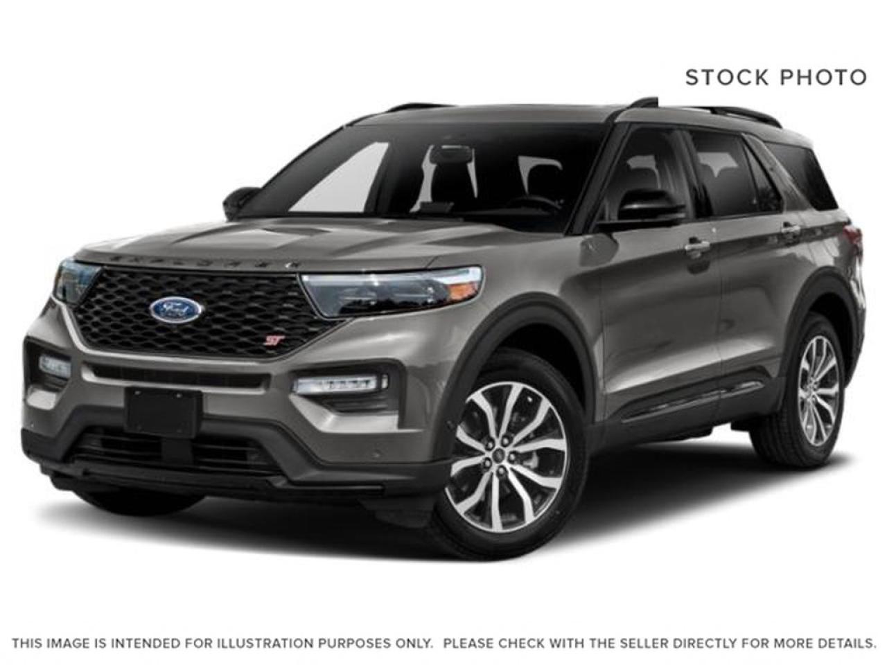 THE PRICE YOU SEE, PLUS GST. GUARANTEED!   APPLE CARPLAY/ANDROID AUTO COMPATABLE! 3.0 LITER ECOBOOST, 10 SPEED AUTO, ST TRIM(401a), ST STREET PKG, TWIN PANEL MOONROOF, LANE KEEP SYSTEM, B&O AUDIO W/ 14 SPEAKERS, SYNC 3, TRAILER TOW PKG, FORD PASS, BLIS.         The 2022 Ford Explorer ST is a high-performance, sporty midsize SUV that combines aggressive styling with powerful engineering, making it a standout in the Explorer lineup. Equipped with a 3.0-liter twin-turbocharged EcoBoost V6 engine, the Explorer ST delivers an impressive 400 horsepower and 415 lb-ft of torque, providing exhilarating acceleration and confident highway cruising. The vehicles chassis and suspension are tuned for performance, offering sharp handling and dynamic driving characteristics. The Premium Technology Package enhances the driving experience with advanced features such as a premium B&O sound system, a larger 10.1-inch touchscreen infotainment system with SYNC 4, navigation, and a digital instrument cluster, along with driver-assistance technologies like adaptive cruise control, evasive steering assist, and active park assist. The ST Street Package further emphasizes sporty aesthetics and functionality, adding features such as 20-inch gloss black wheels, a sportier exterior styling kit, and performance-oriented accents that complement its aggressive stance. Inside, the Explorer ST combines luxury and sportiness with premium leather-trimmed seats, unique ST badging, and interior accents that reflect its performance pedigree. Overall, the 2022 Ford Explorer ST with these packages offers a compelling blend of raw power, advanced technology, and sporty design, suitable for drivers seeking both utility and exhilarating driving dynamics.Do you want to know more about this vehicle, CALL, CLICK OR COME ON IN!*AMVIC Licensed Dealer; CarFax and Full Mechanical Inspection Included.